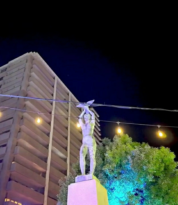 Nighttime LED illuminations documented across central Okayama, Japan
