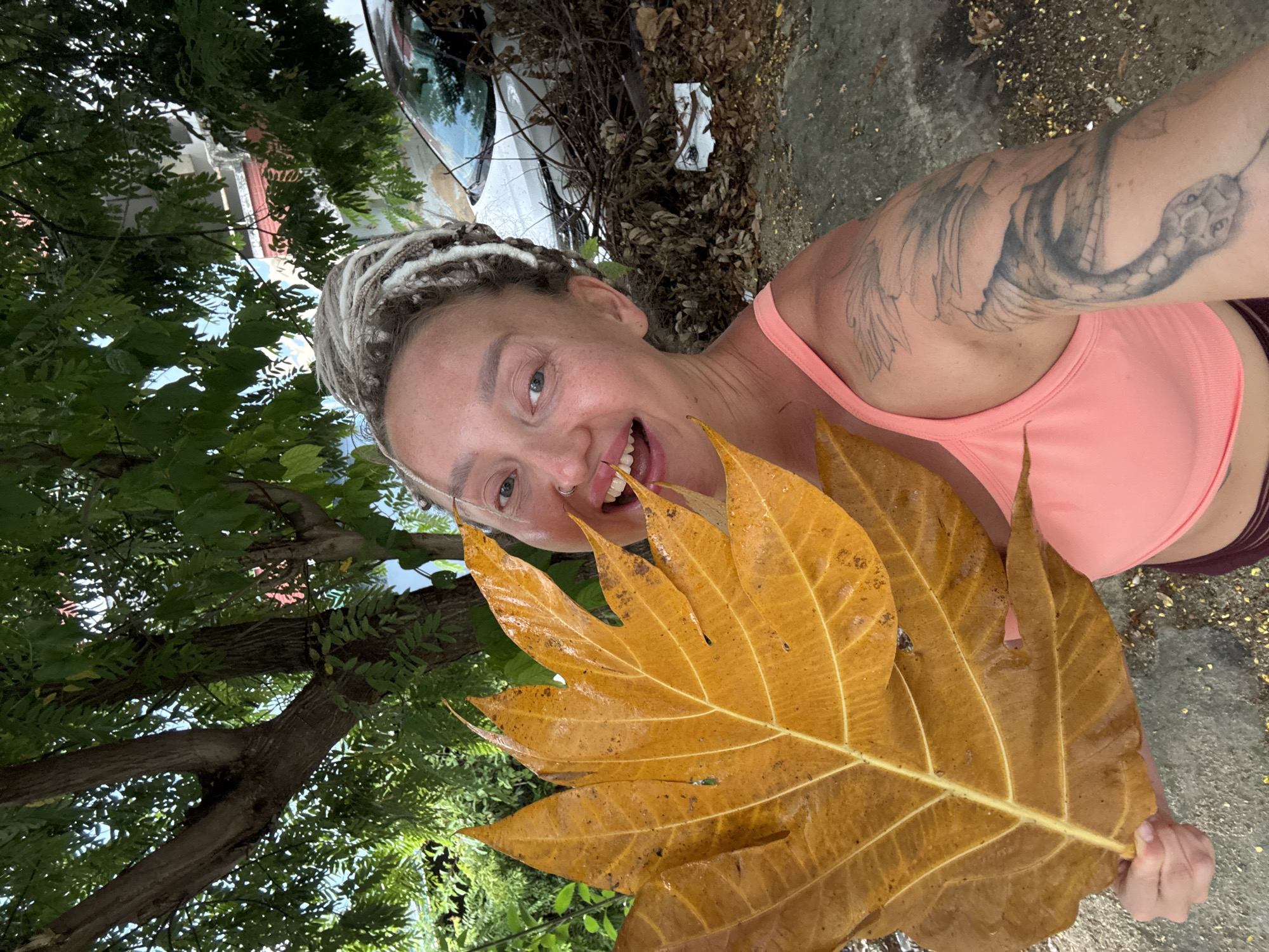 Playful leaf selfie series in Nha Trang, Vietnam