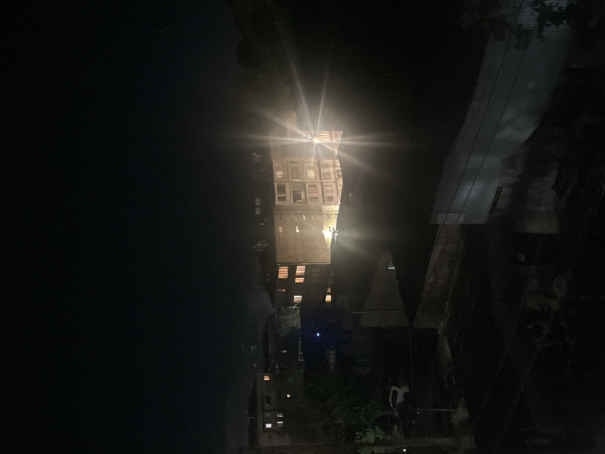 Nighttime views of a residential apartment block