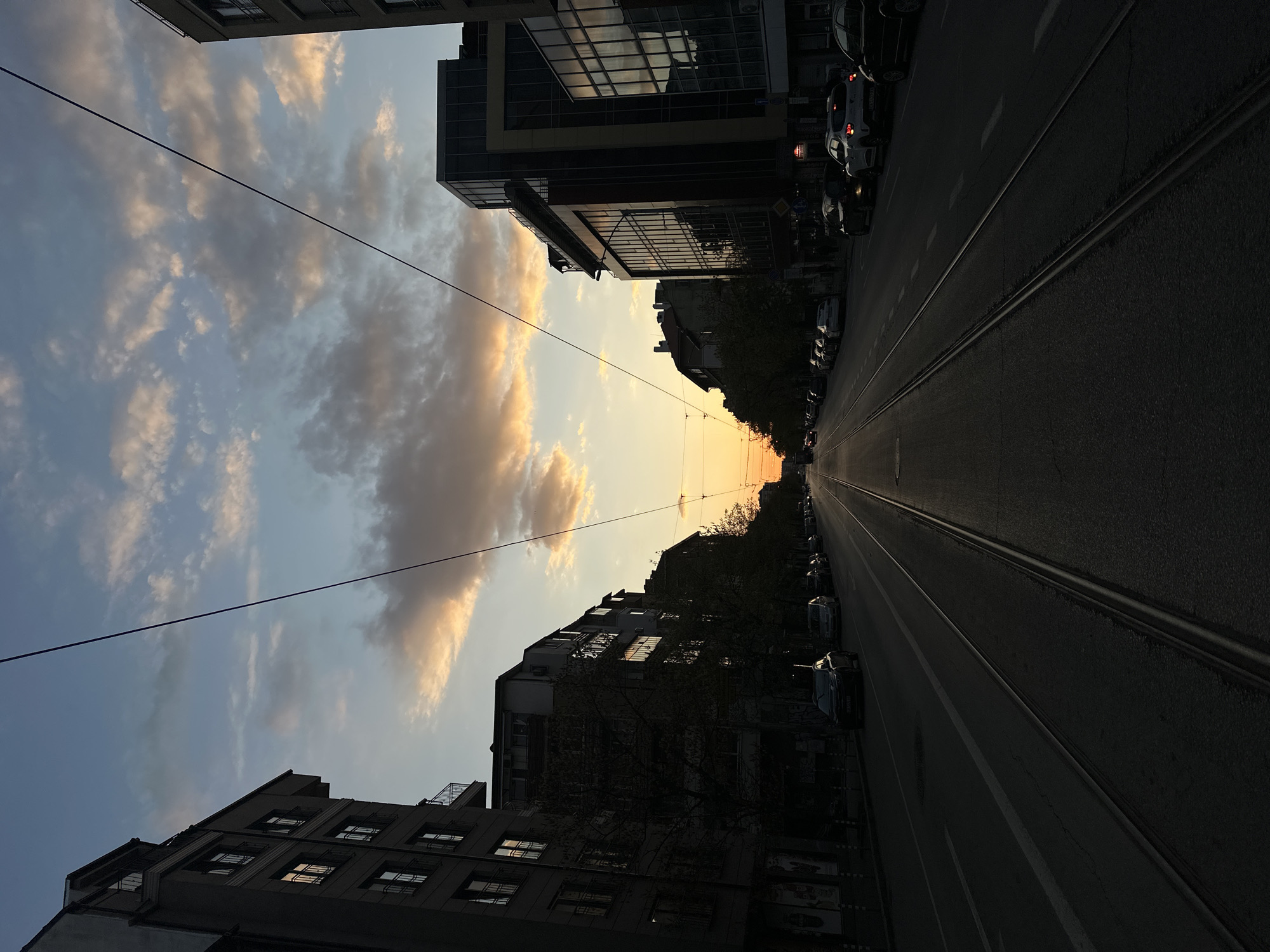 Golden hour street scene documented in Sofia, Bulgaria