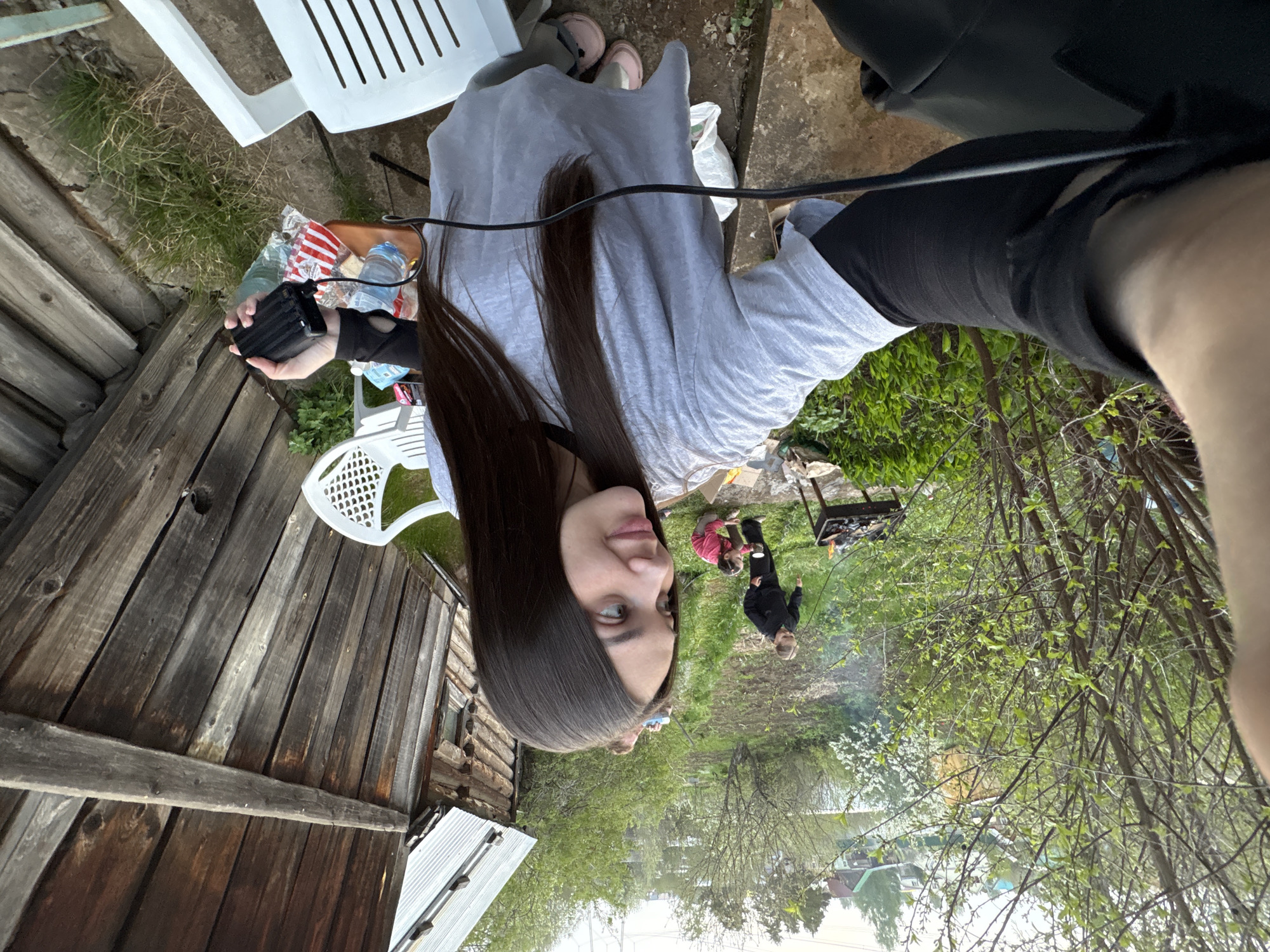 Woman takes selfie in Chaikovsky, Russia