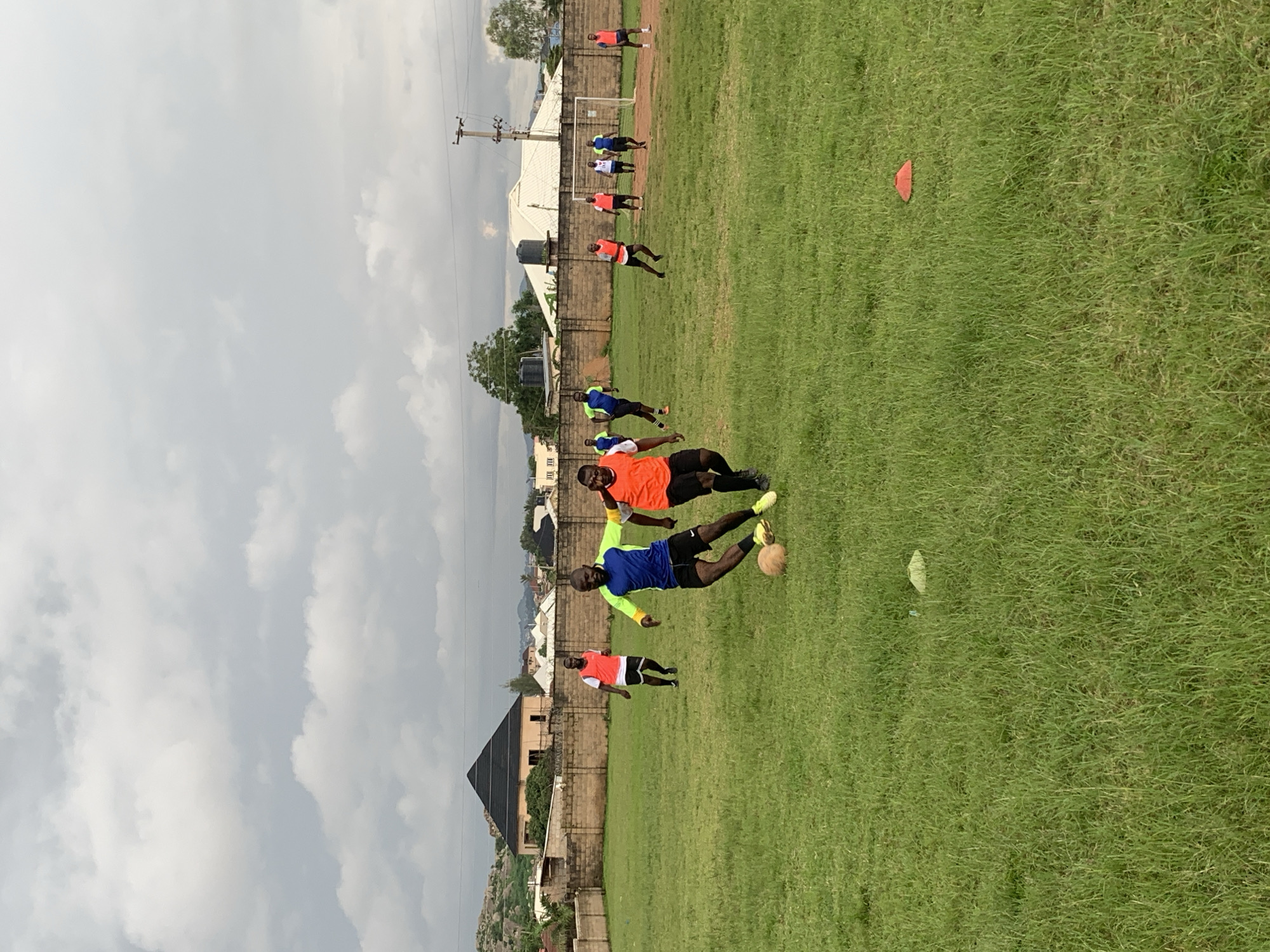 Soccer training session on a cloudy afternoon in Jos, Nigeria
