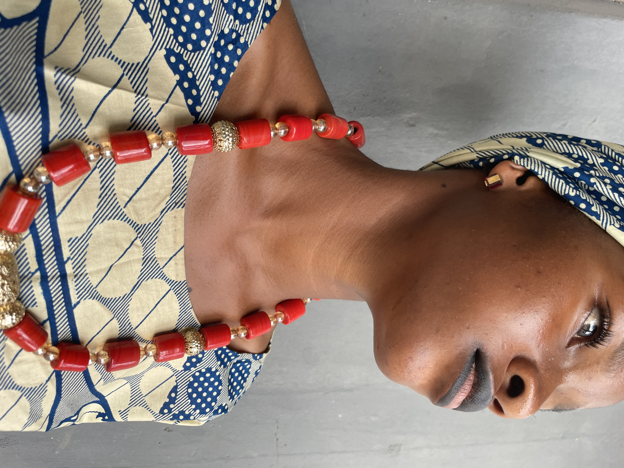 Woman in traditional dress photographed in Badagry, Nigeria