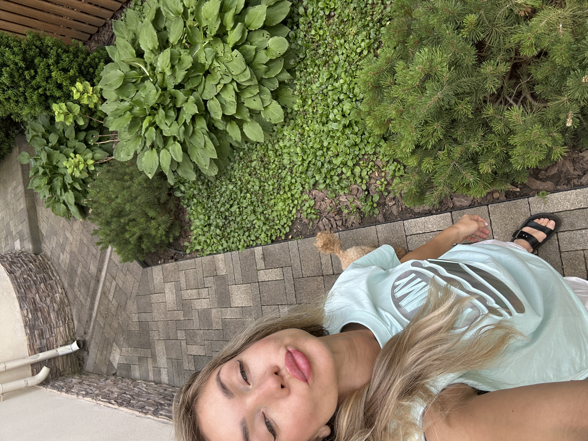 Morning selfie session in Russian rose garden