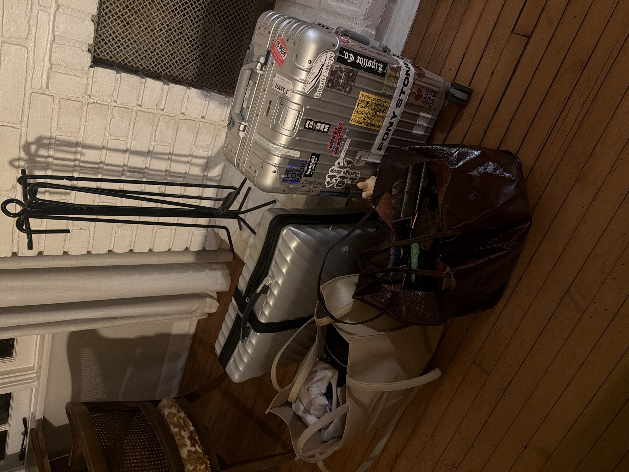 Los Angeles resident documents luggage arrangement during early morning hours