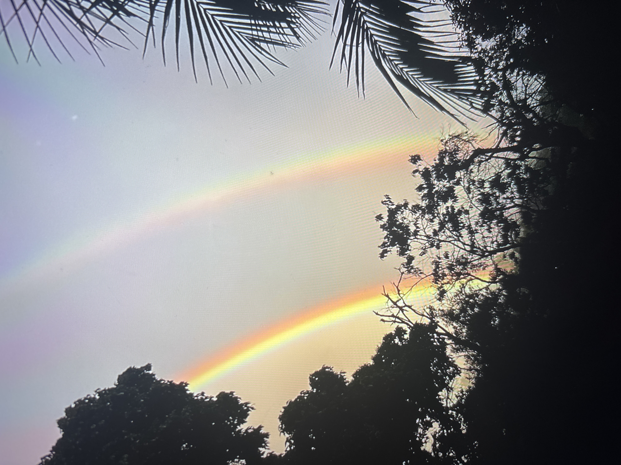 Double rainbow appears over Guarne, Colombia early Saturday morning