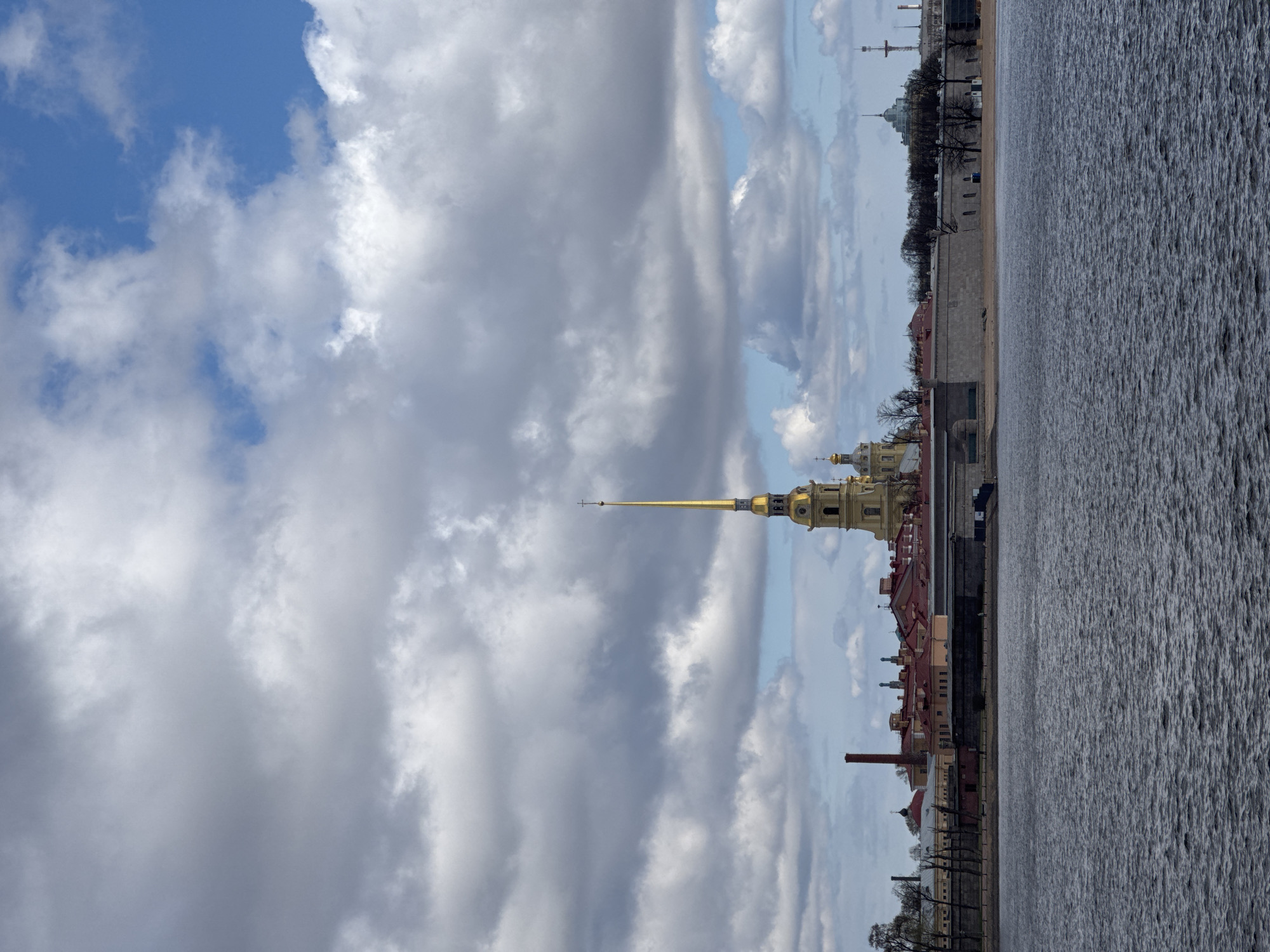 Morning views captured along Saint Petersburg's Neva River embankment