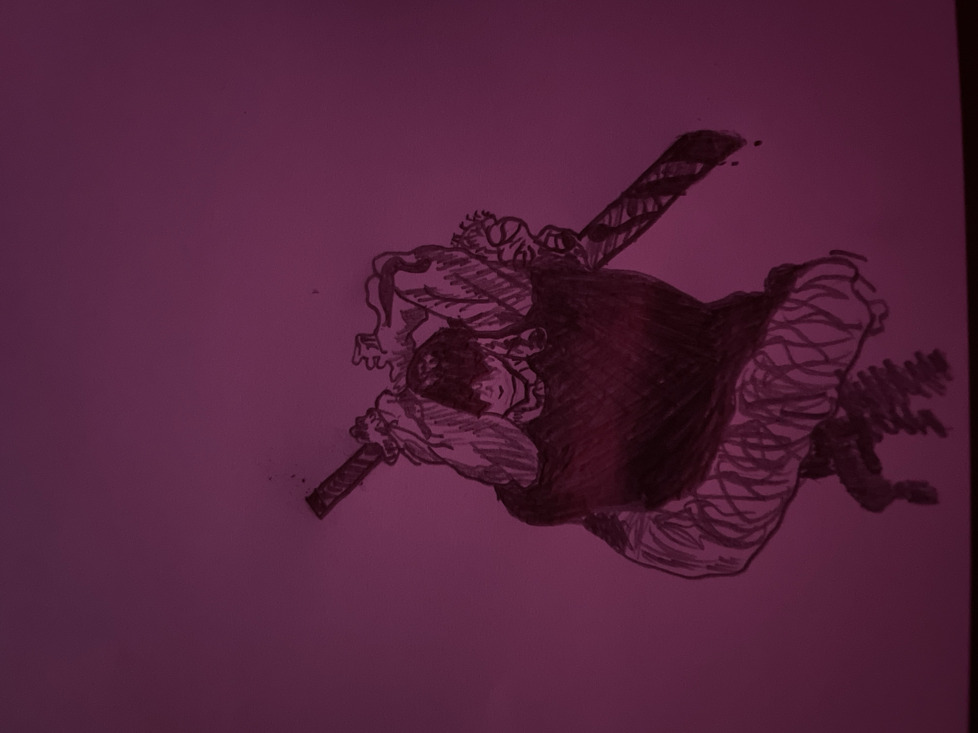 Hand-drawn artwork featuring sword-wielding figures documented in Zlatograd