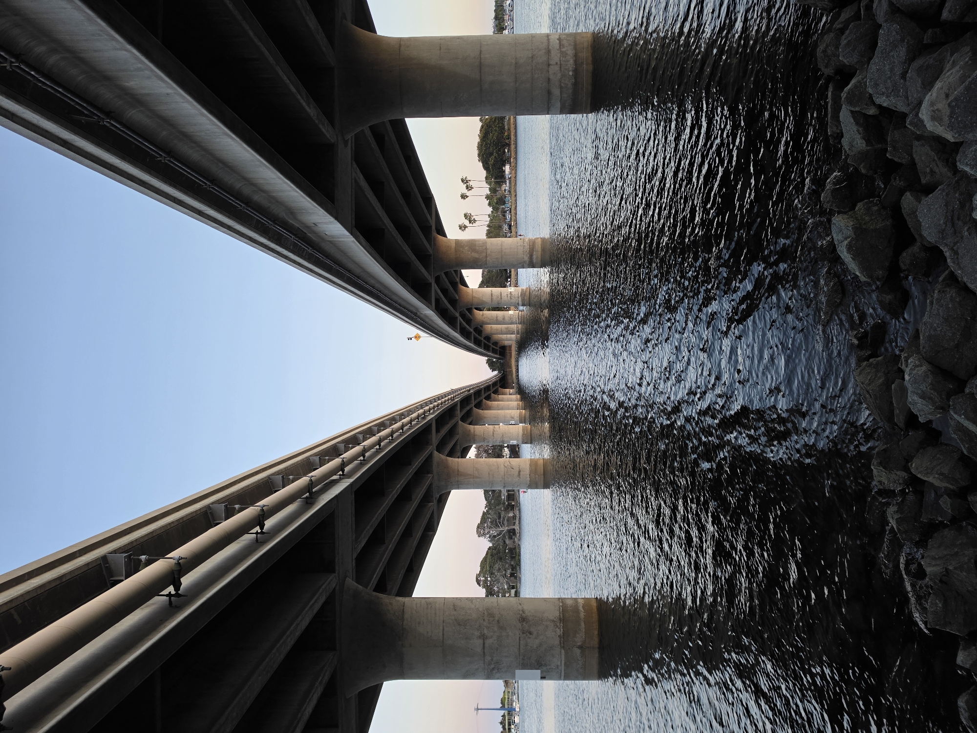 Early morning fishing activity near San Diego bridge