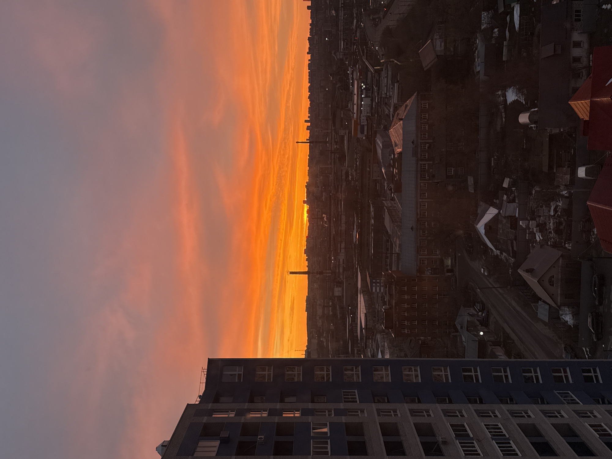 Sunset observed over Izhevsk, Russia early morning hours