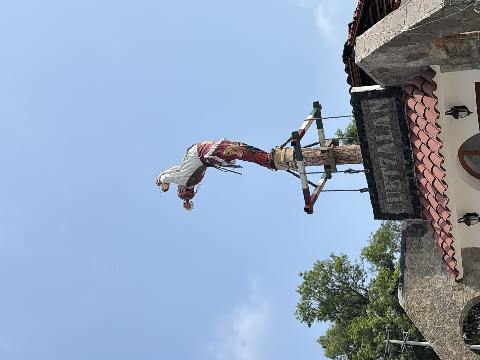 Traditional Voladores ceremony pole spotted in Cuetzalan, Mexico