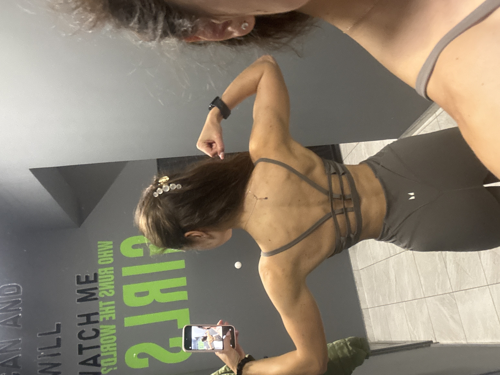Woman documents workout session in Varna gym locker room
