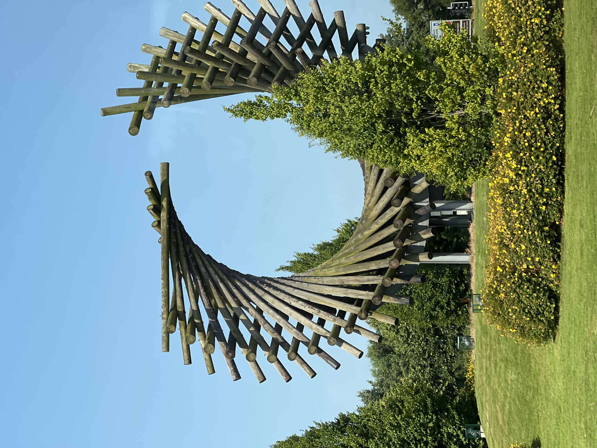 Spiral wooden sculpture and street scenes in Letterkenny