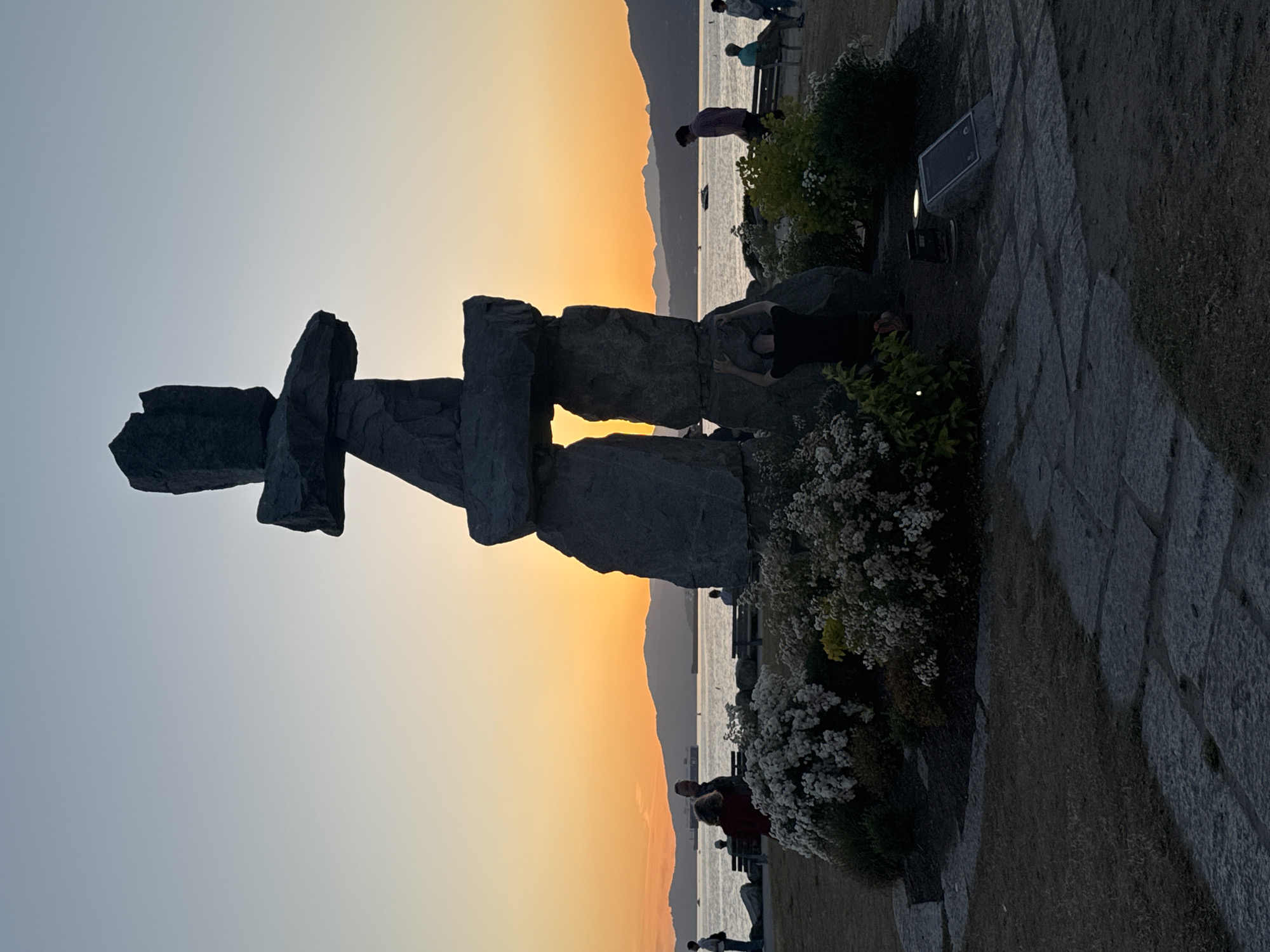 Vancouver's English Bay Inukshuk at golden hour