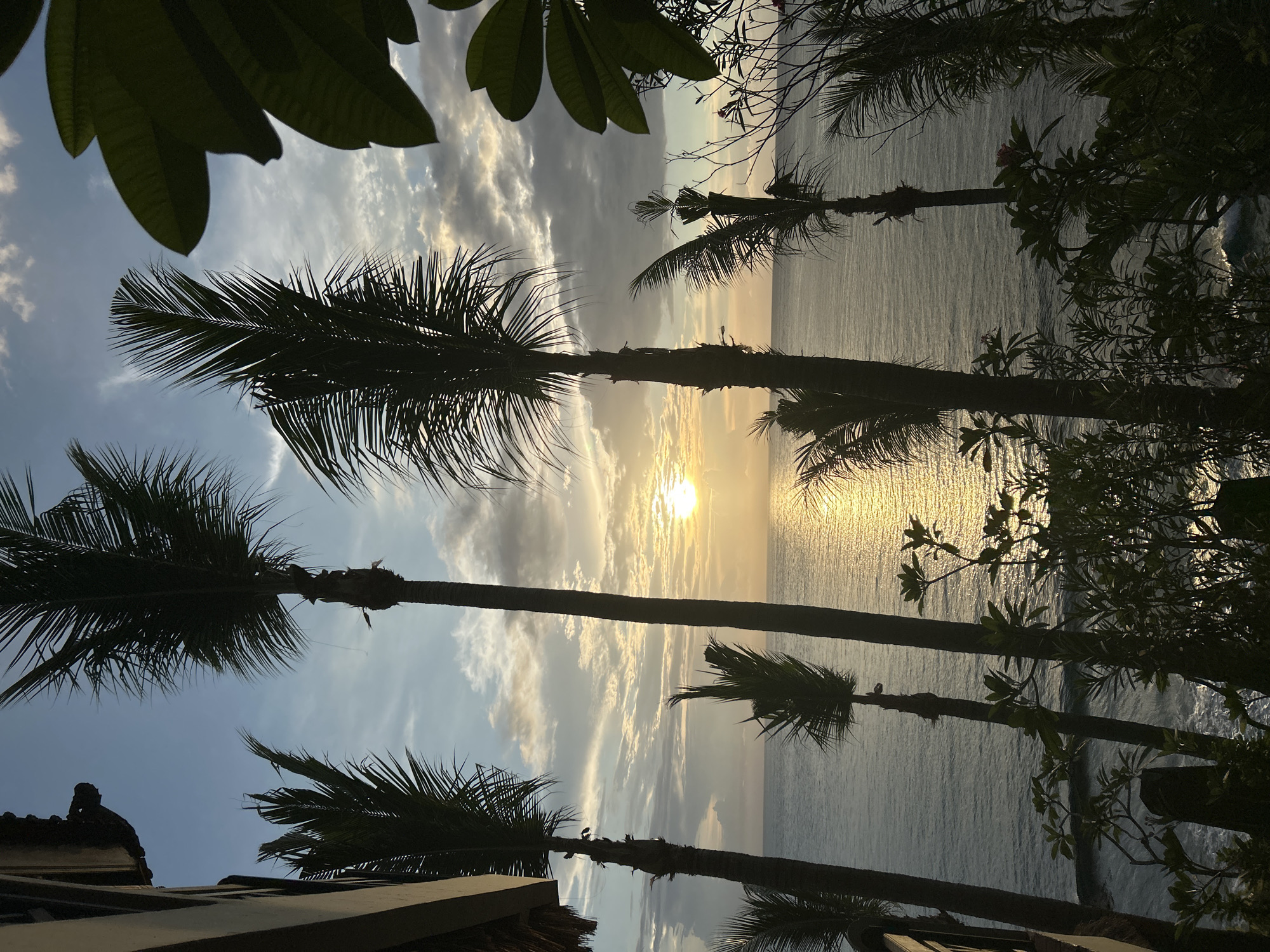 Sunset captured over ocean waters in Senggigi, Indonesia