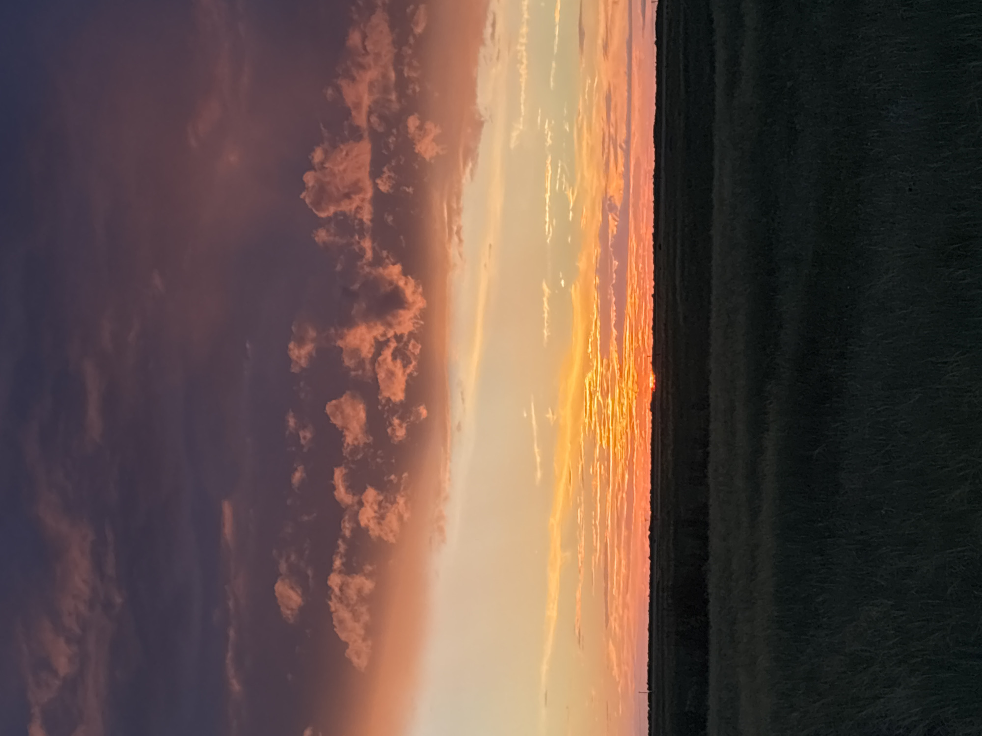 Vivid sunset over Kazakhstan's open steppe fields