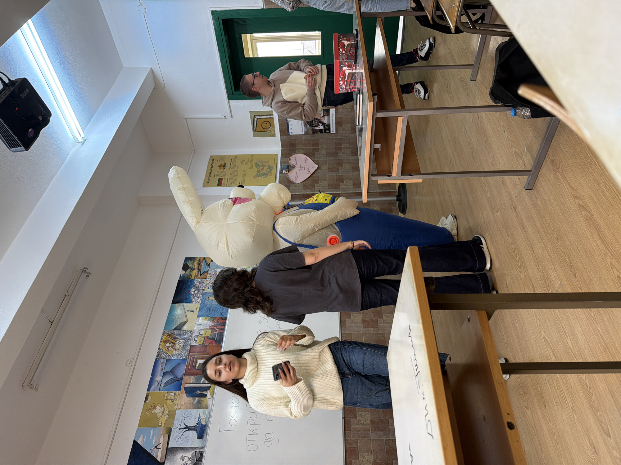 Easter bunny visits Bulgarian classroom for student activity