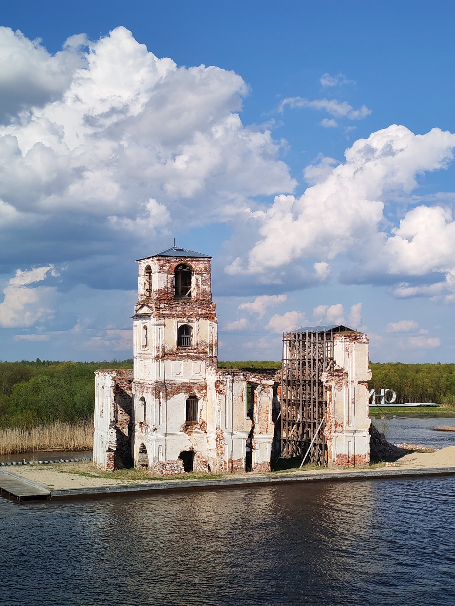 Flooded Church ruins documented in Krokhino, Russia