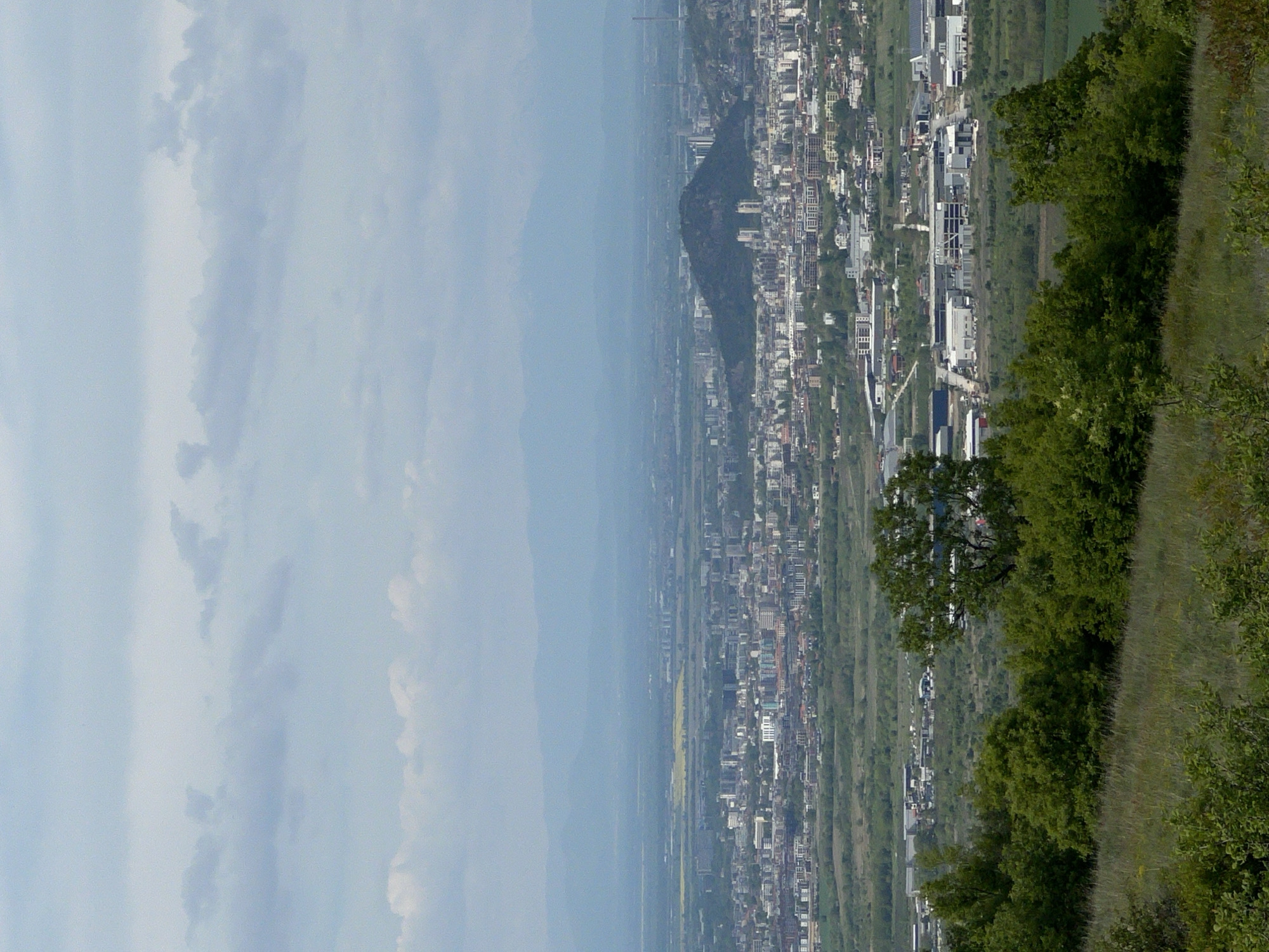 Aerial views document Markovo Bulgaria valley town landscape