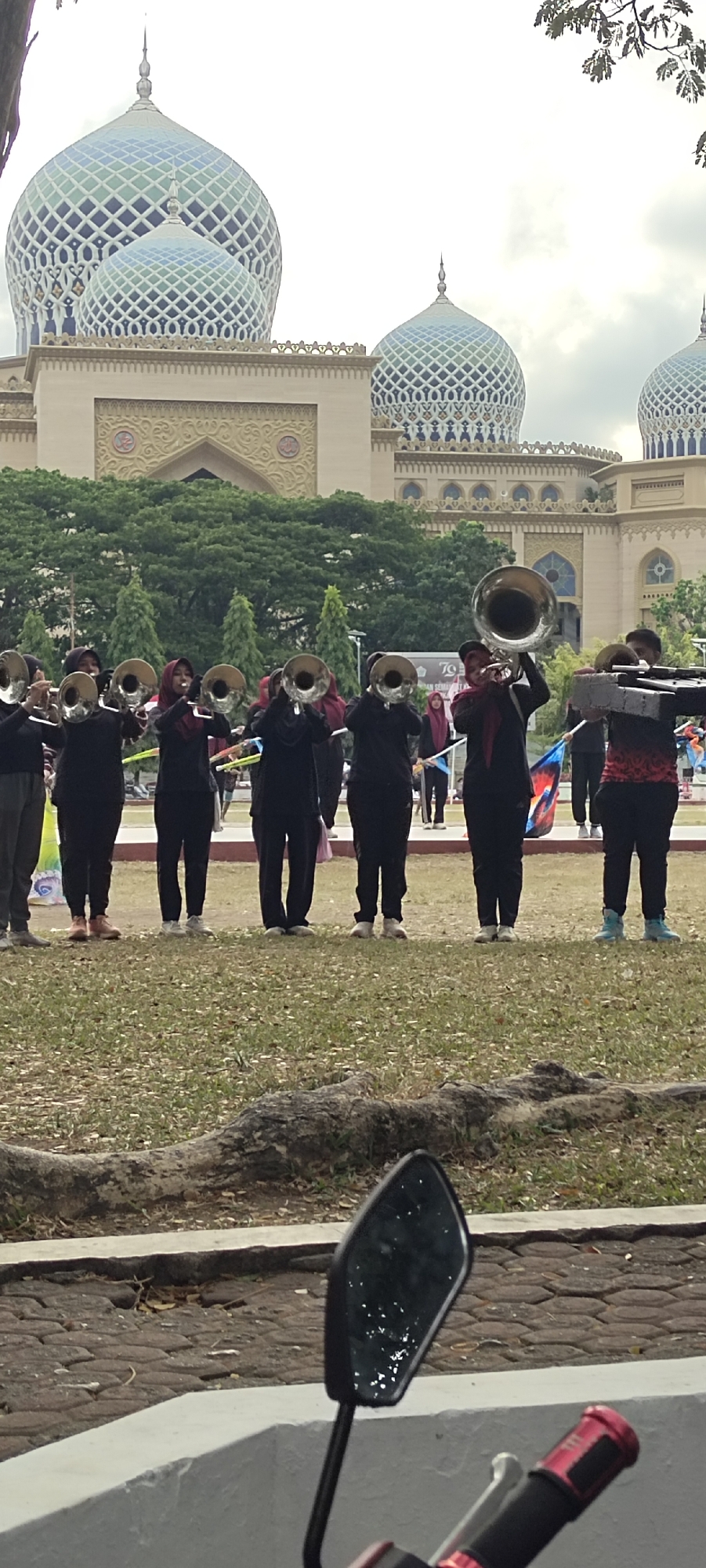 Marching band practice at Lhokseumawe's Islamic Center