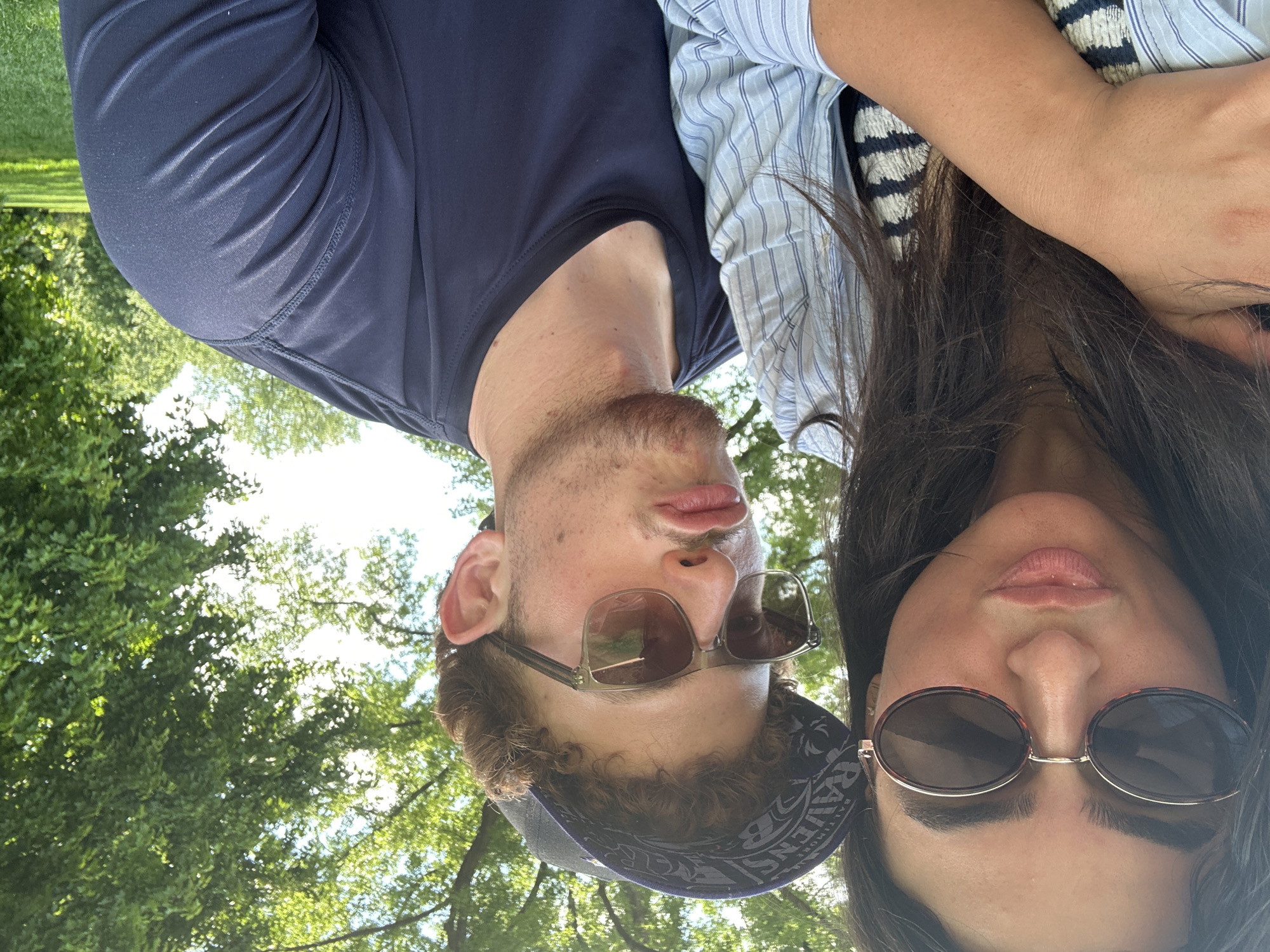 Two people take selfie in New York park