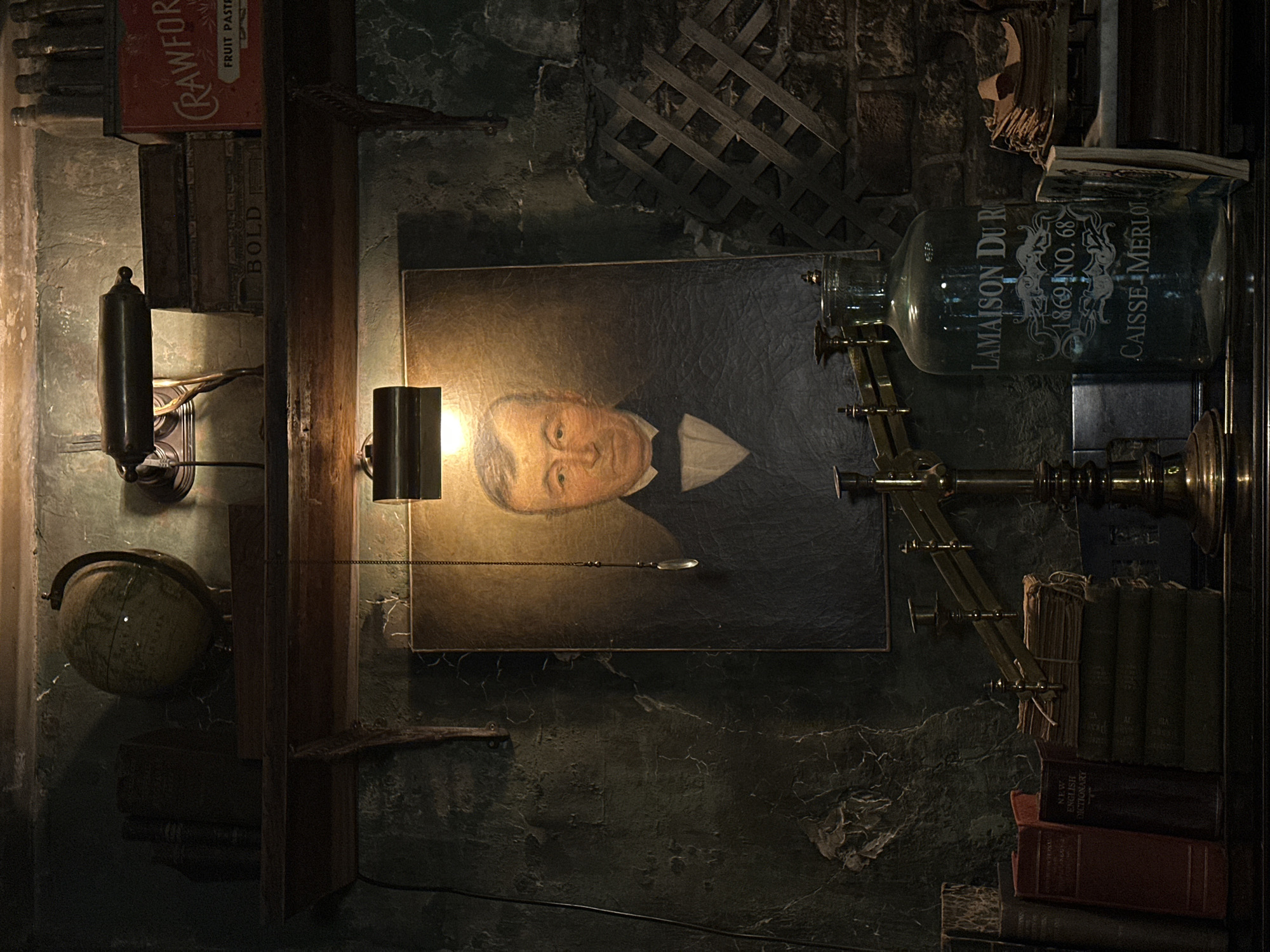 Person documents antique displays in Moscow interior space