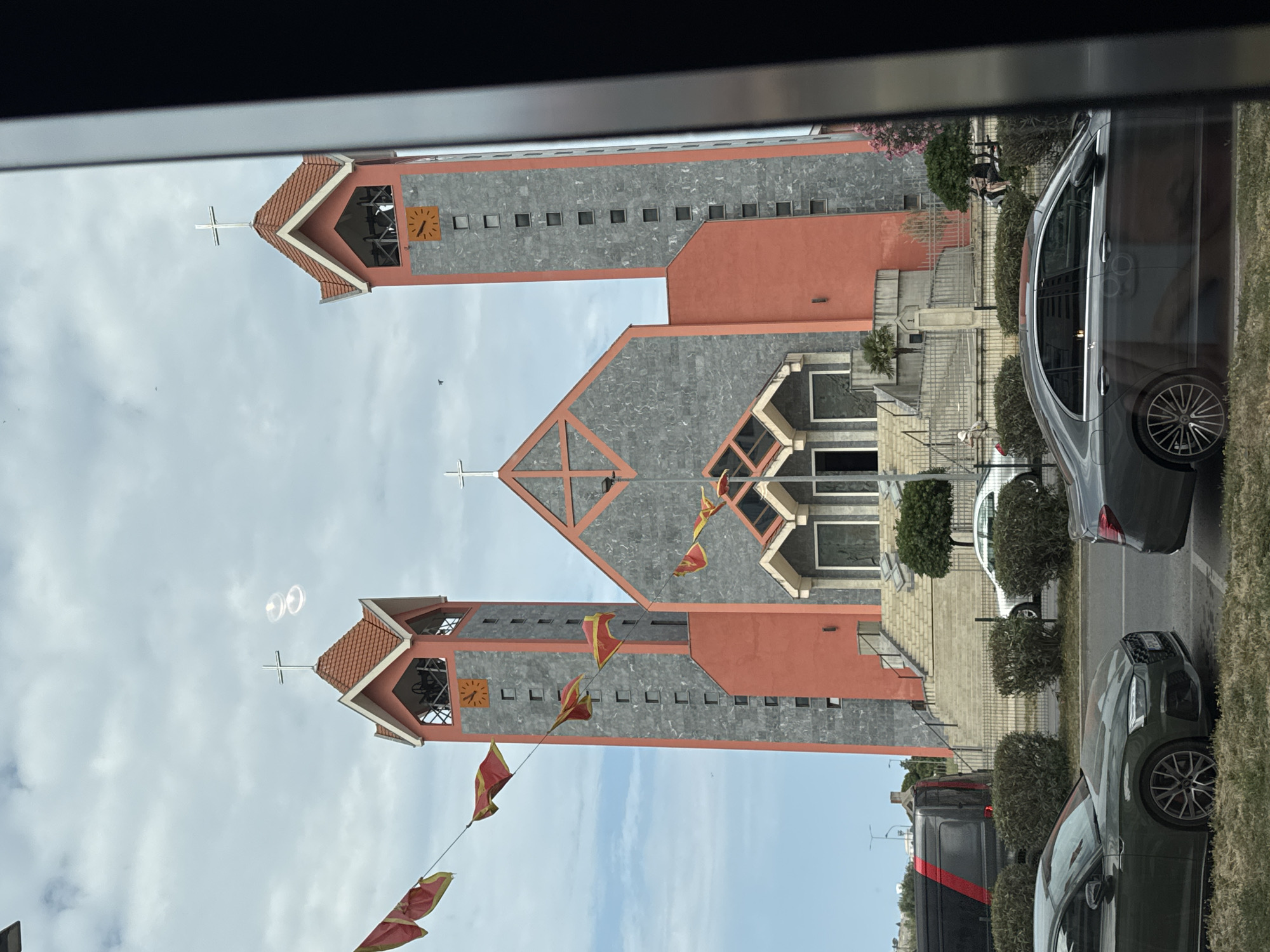 Coffee and pastries with a church view in Montenegro