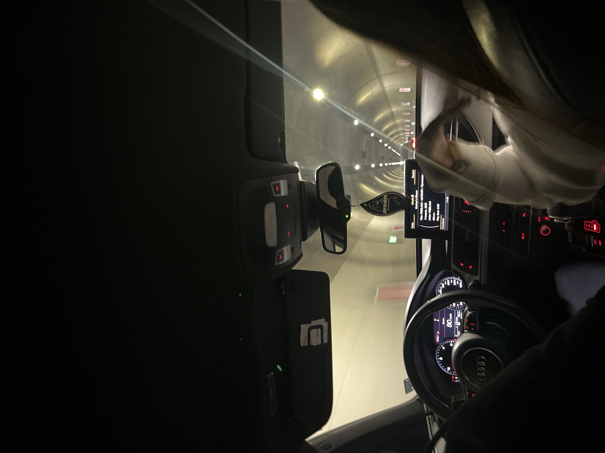 Driver travels through tunnel in Blagoevgrad, Bulgaria