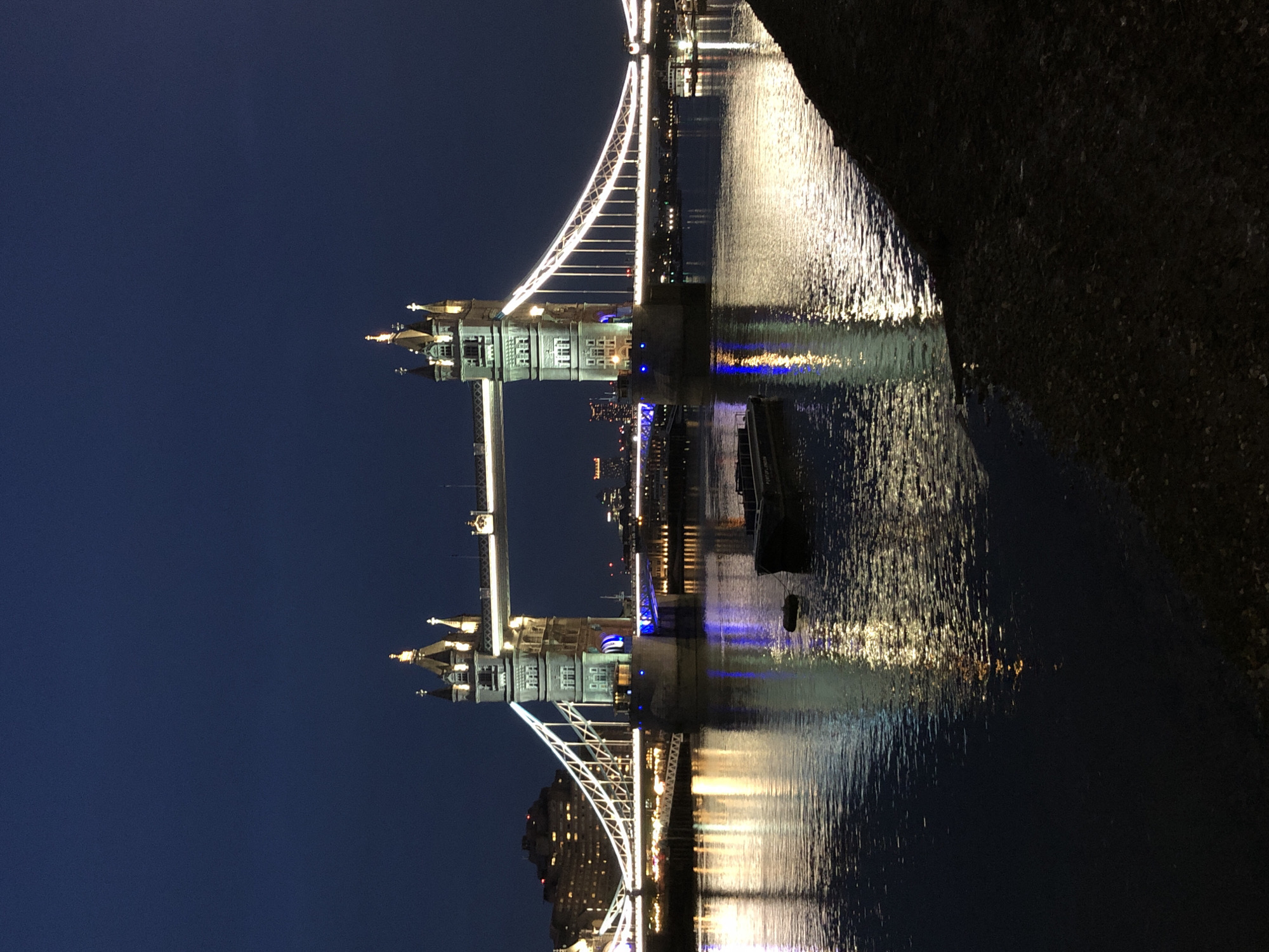 Tower Bridge photographed illuminated at night in London