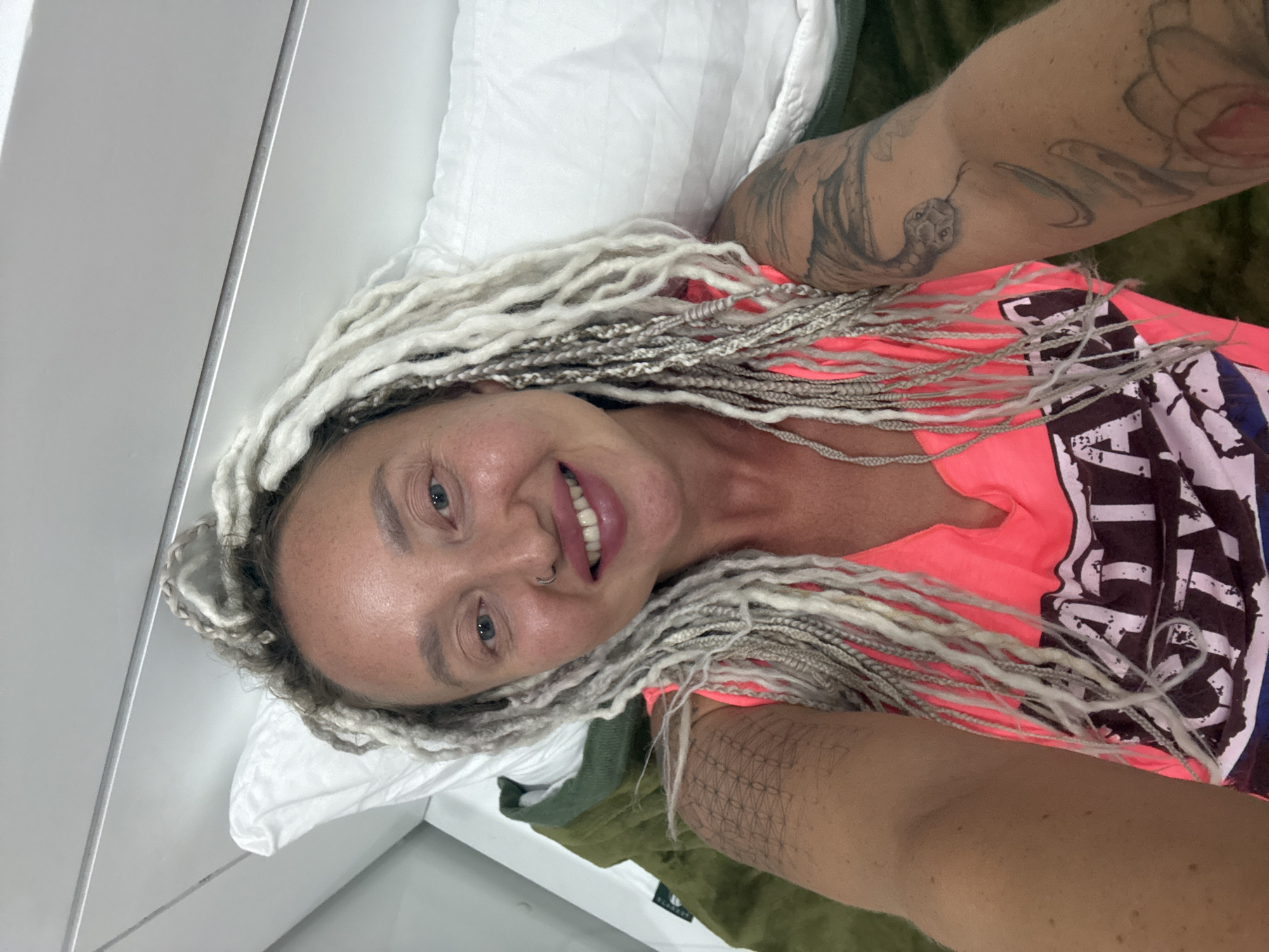 Selfie moment on a Nha Trang guesthouse bed