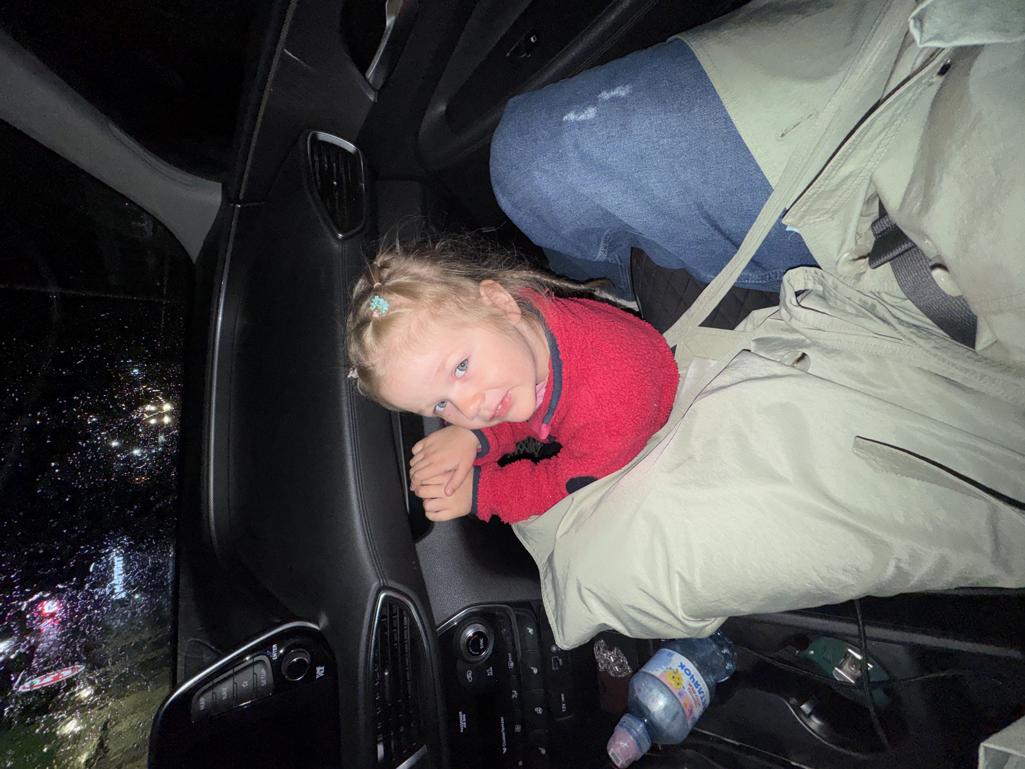 Child and woman observed in vehicle interior in Горный
