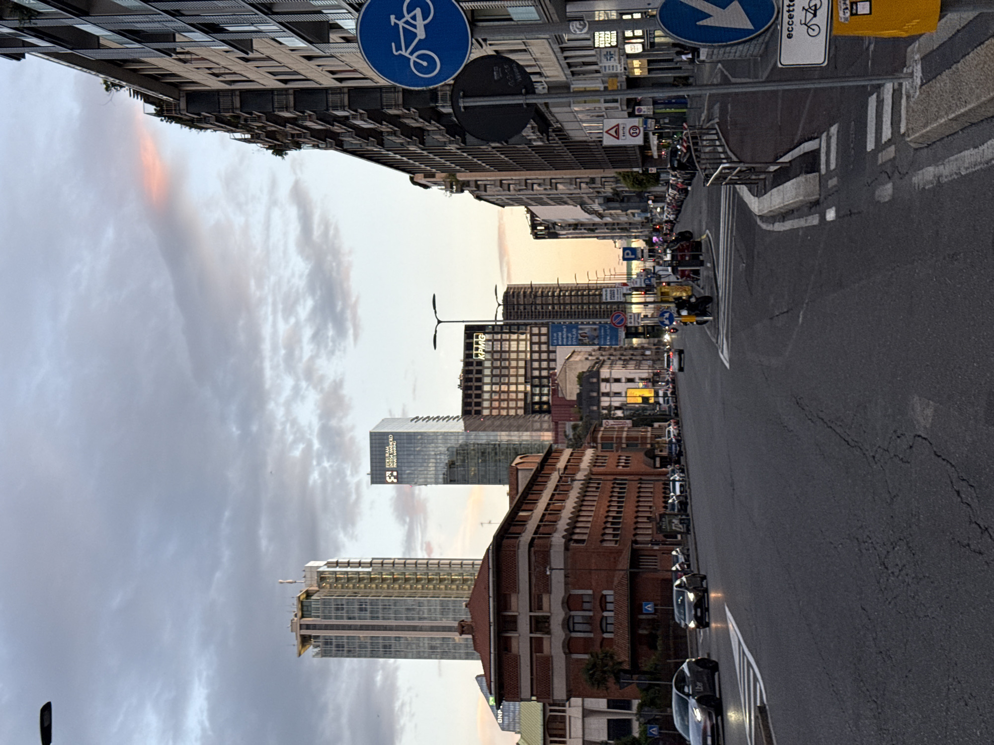 Milan streets and architecture at golden hour