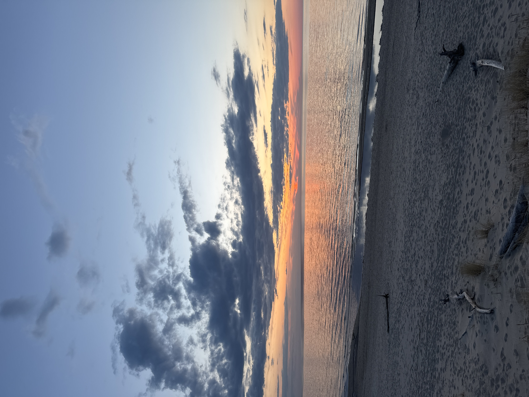 Sunset observed at Carnikava beach, Latvia displays colorful sky