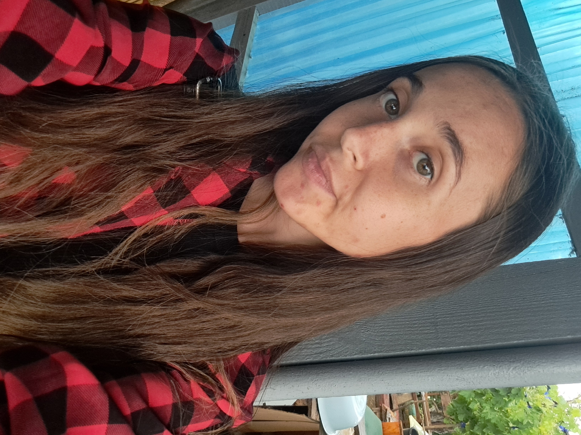 Selfies and backyard scenes from a garden in Vypasne