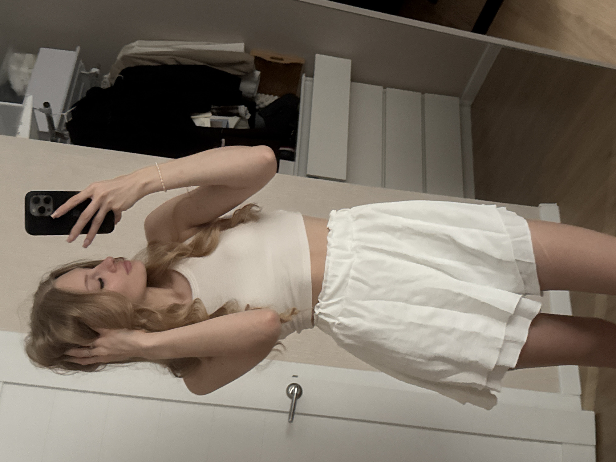 Mirror selfie session at home in Perm, with a breakfast aside