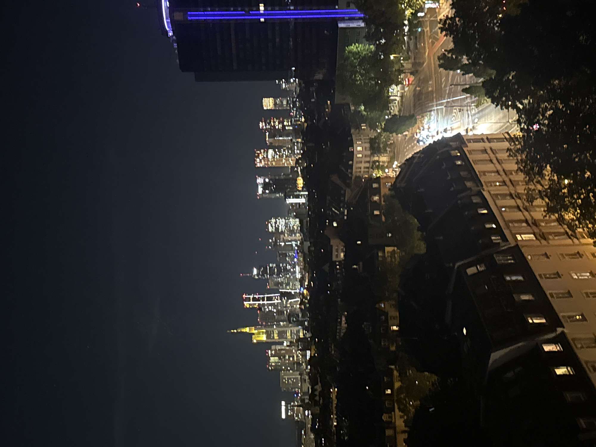 Frankfurt nighttime cityscape documented from elevated residential viewpoint