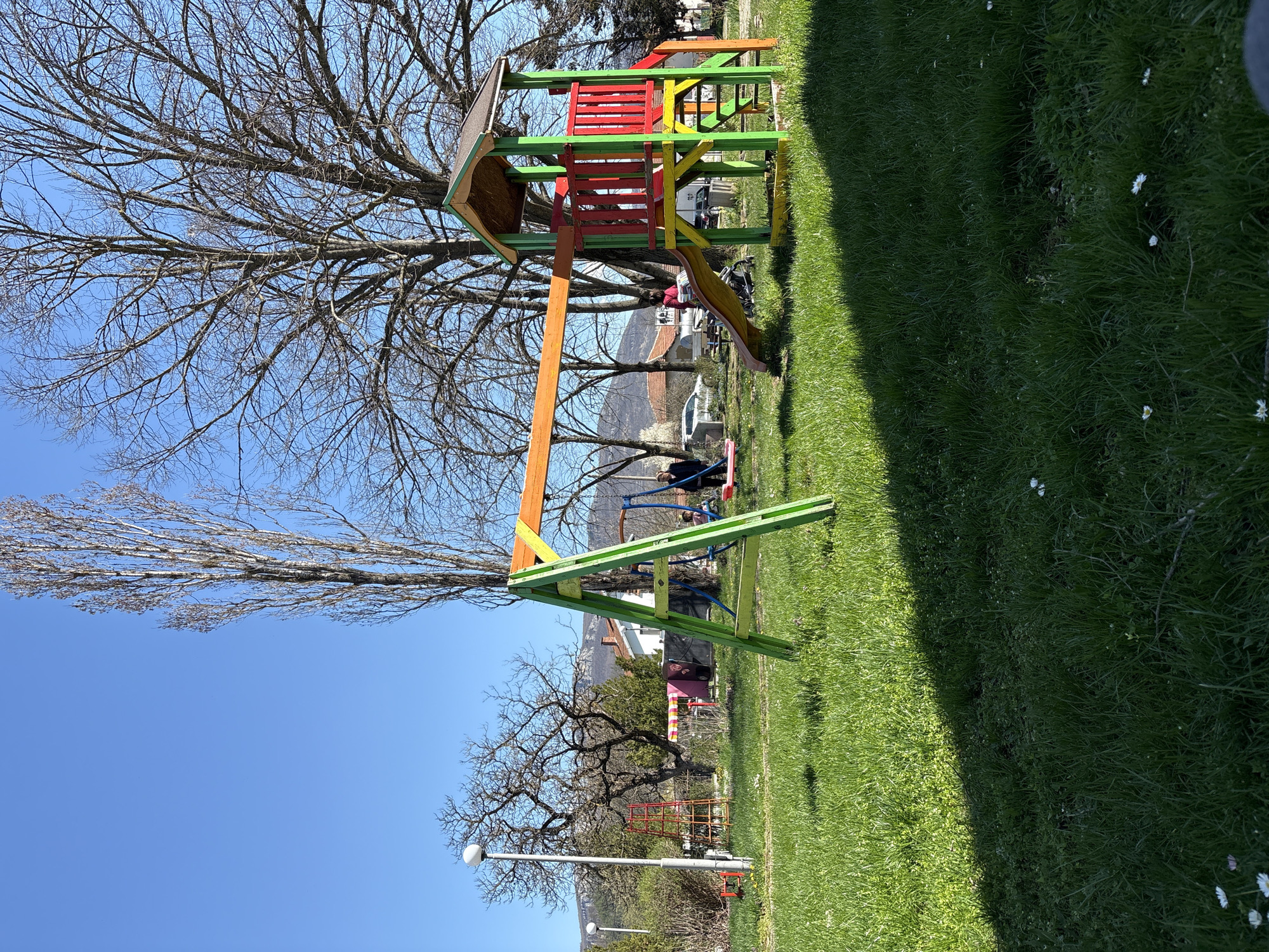 Colorful playground structure observed in Novakovtsi, Bulgaria
