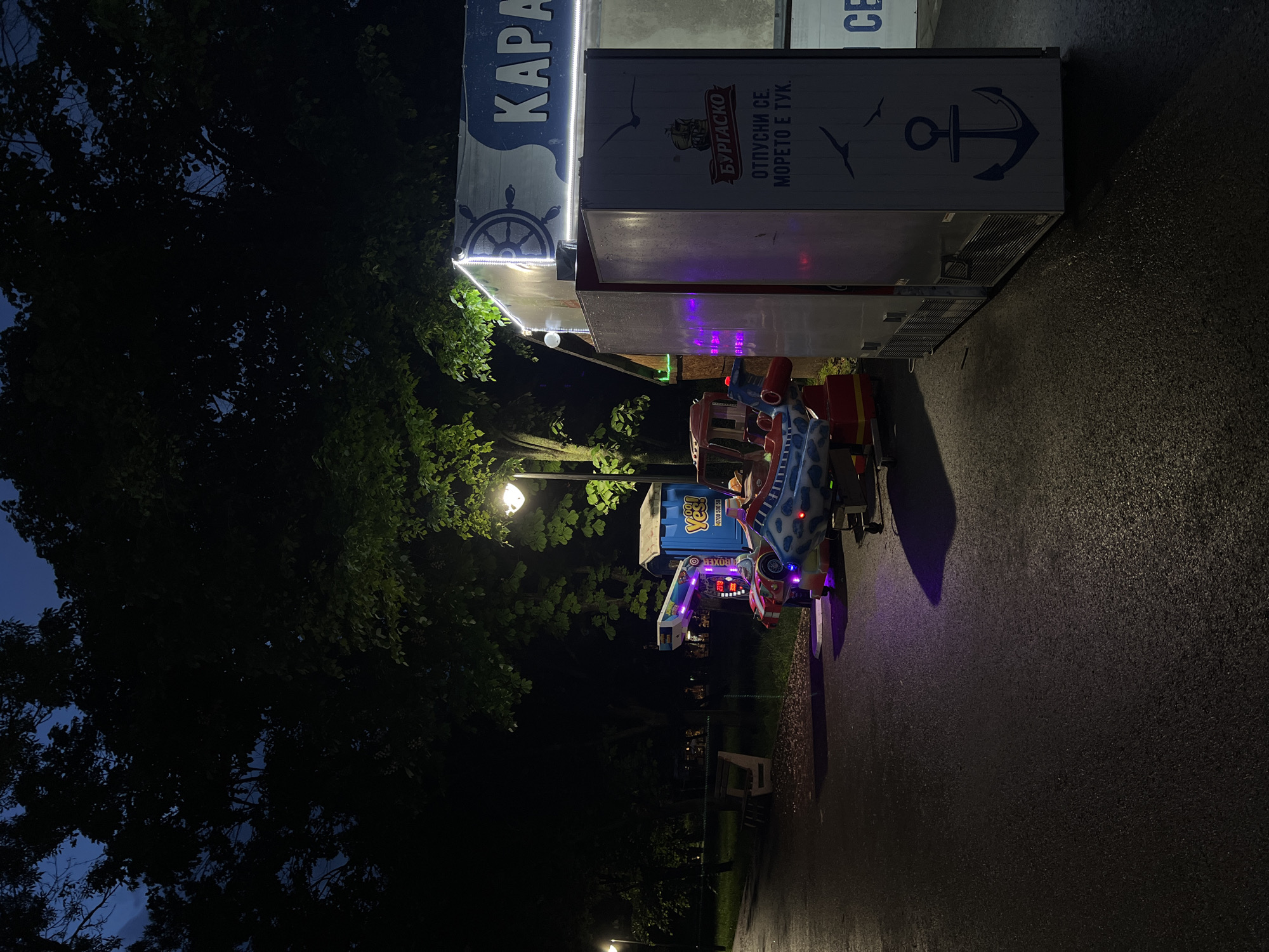 Evening commercial activity observed in Burgas, Bulgaria