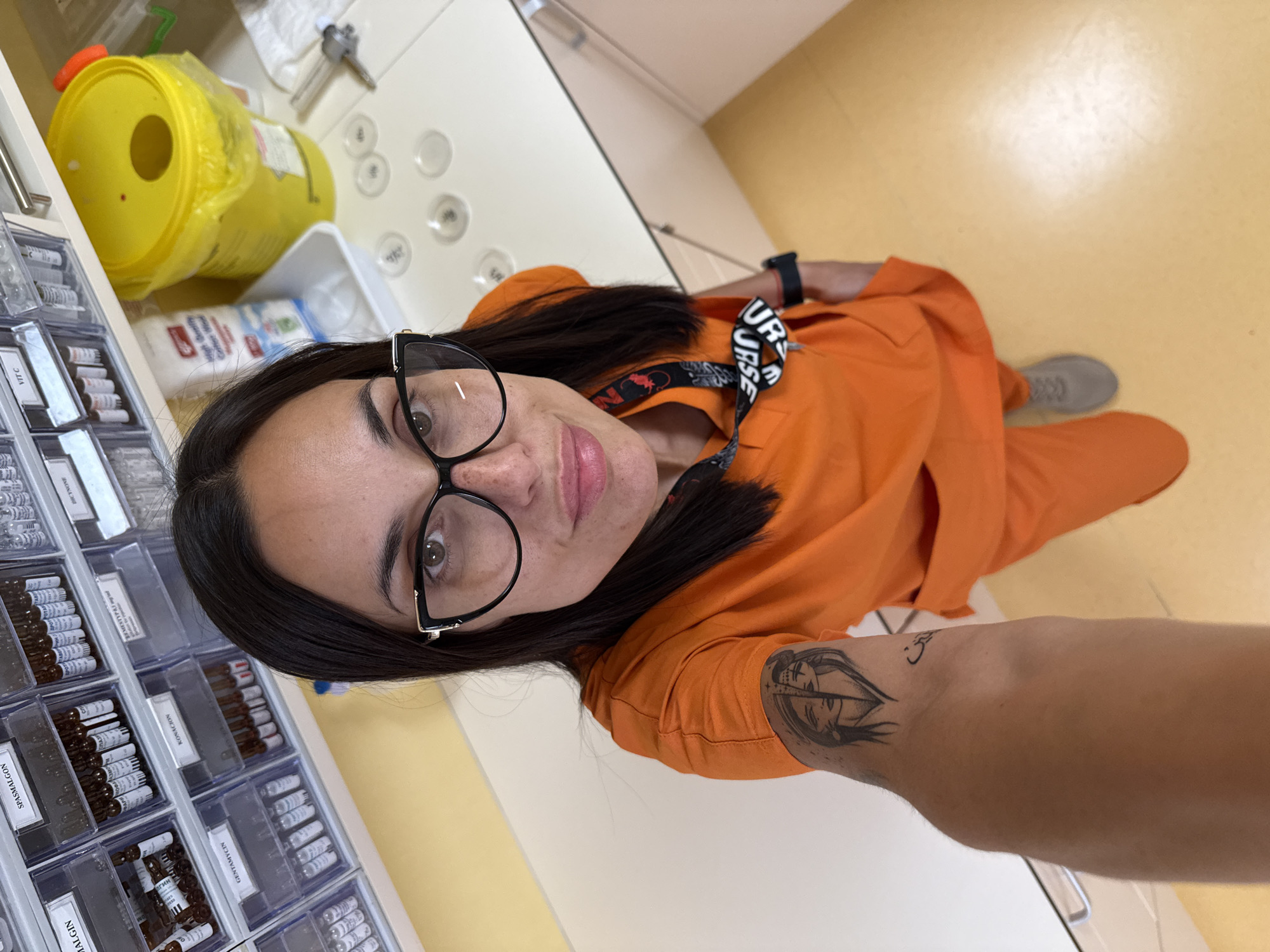 Nurse documents workday with selfies at Bulgarian medical facility