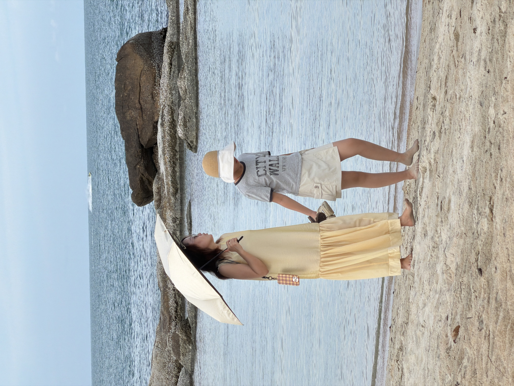 Lazy beach morning in Chaweng — golden dress, coconut, ocean views