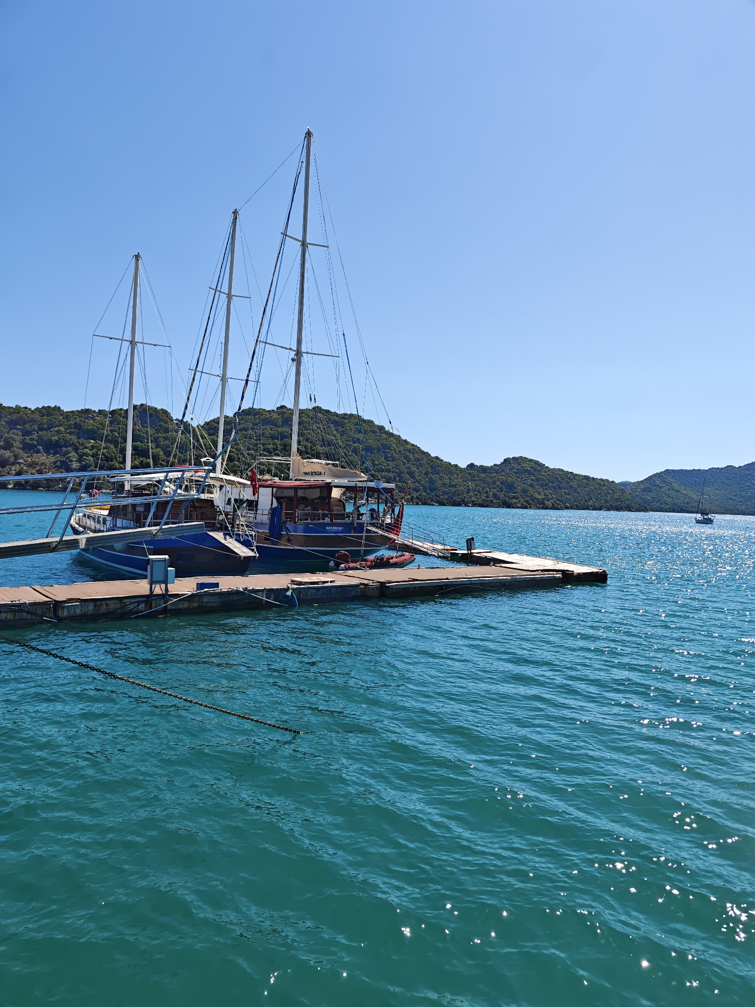 Traditional boats documented in sunny Demre harbor