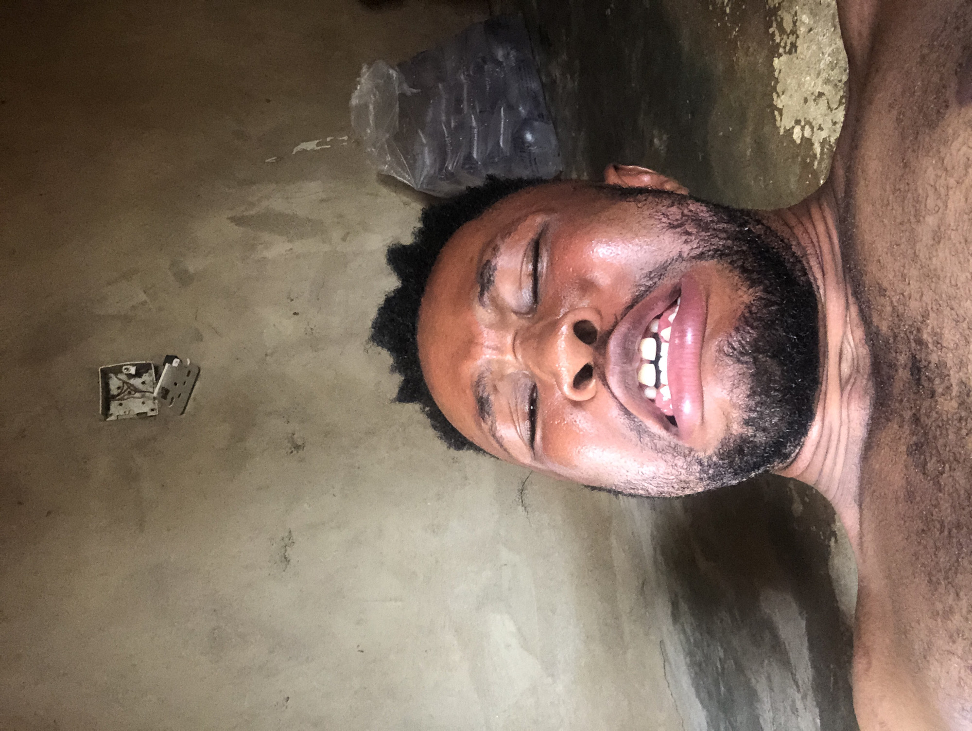 Man takes playful selfies outdoors during morning outing