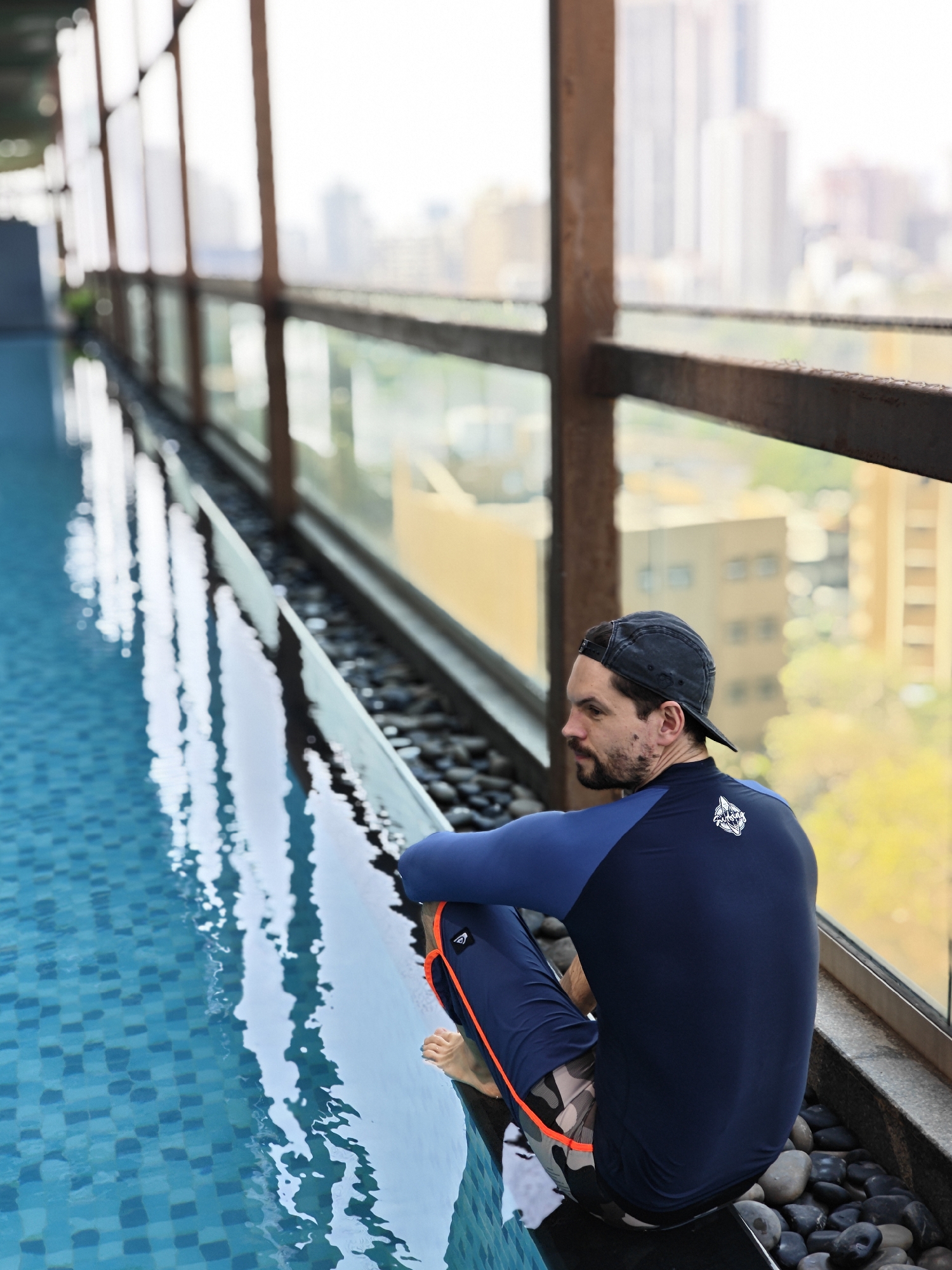 Early morning family swim session captured at Mumbai pool facility