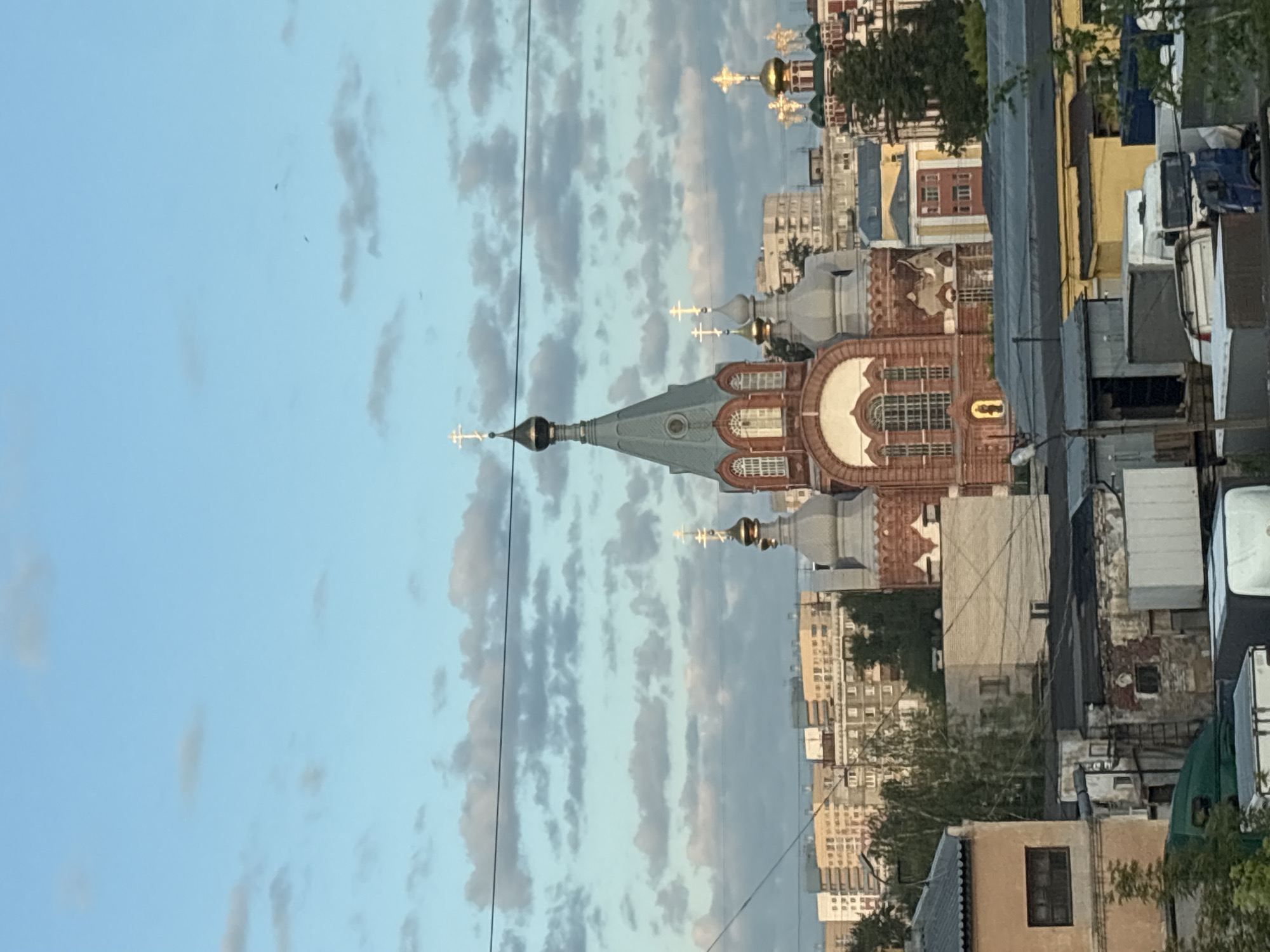Dawn scenes captured in Nizhny Novgorod showing church, buildings