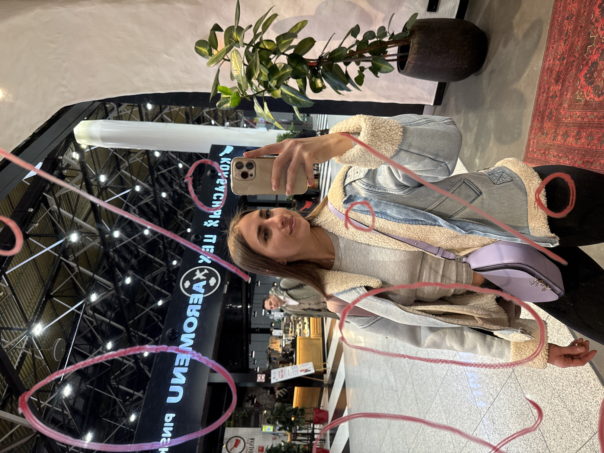 Woman documents airport visit and dining experience in Khimki