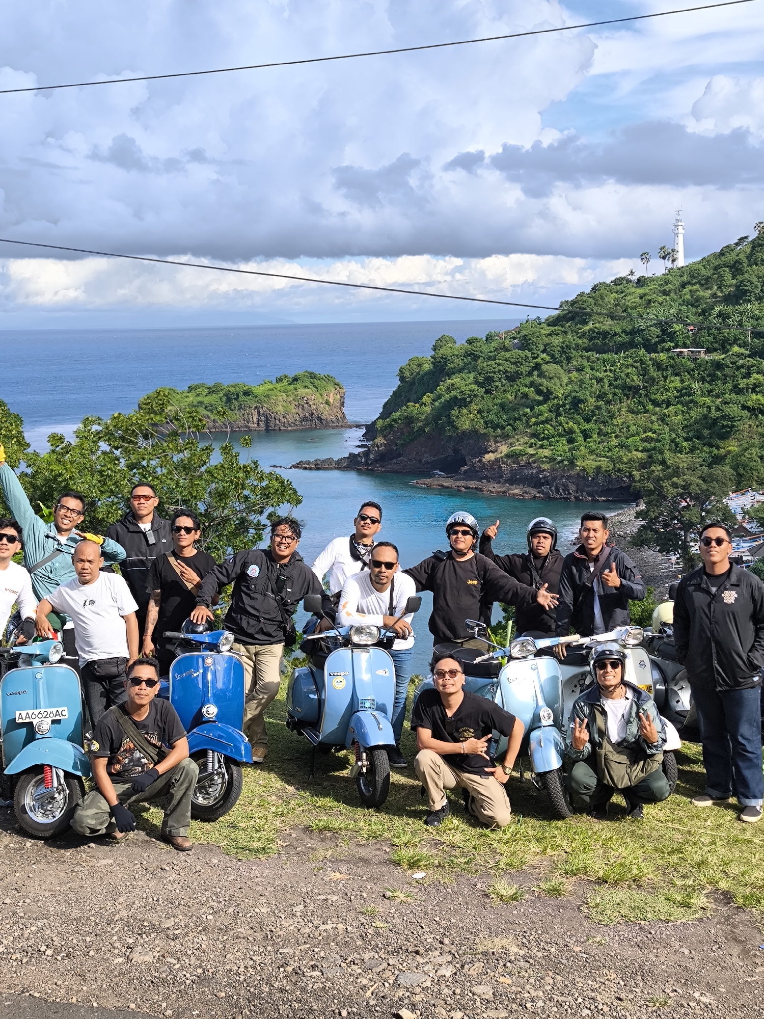 Vintage Vespa enthusiasts gather for hillside meet-up in Indonesia