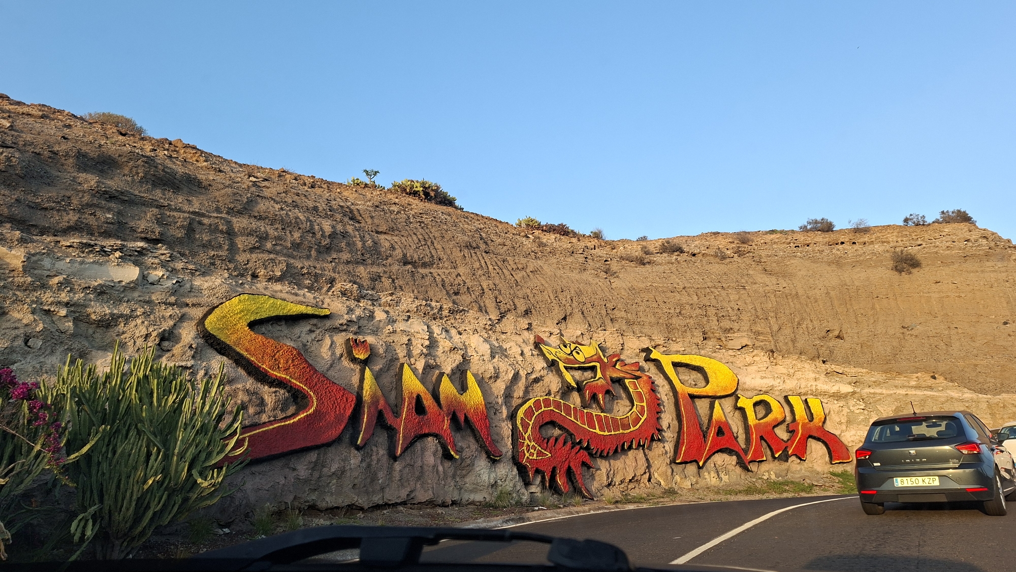 Siam Park sign spotted on hillside in Los Cristianos