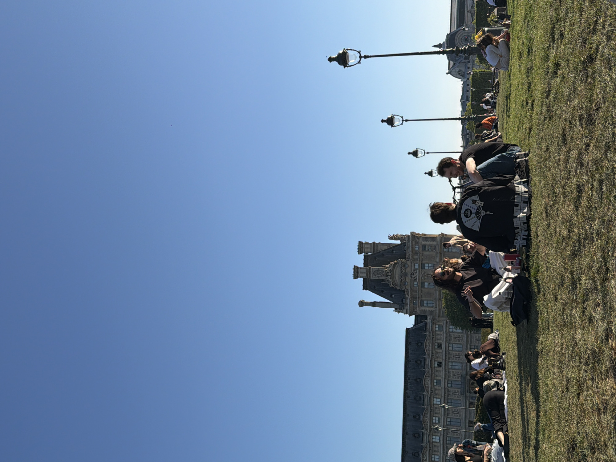 Parisians enjoy clear spring afternoon in public park