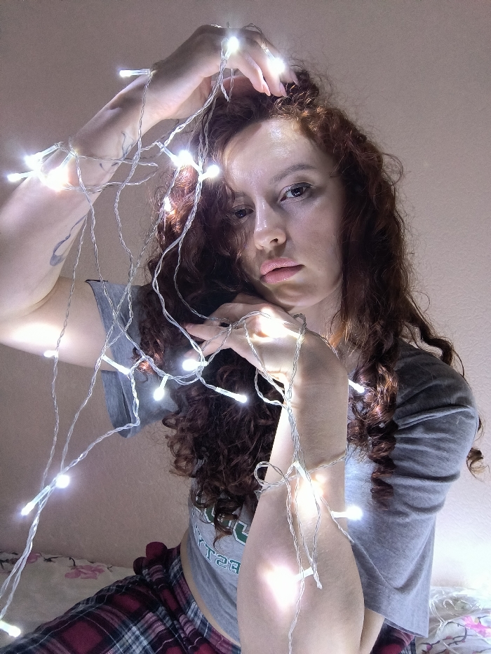 Woman documents evening with pets and lights in Saint Petersburg
