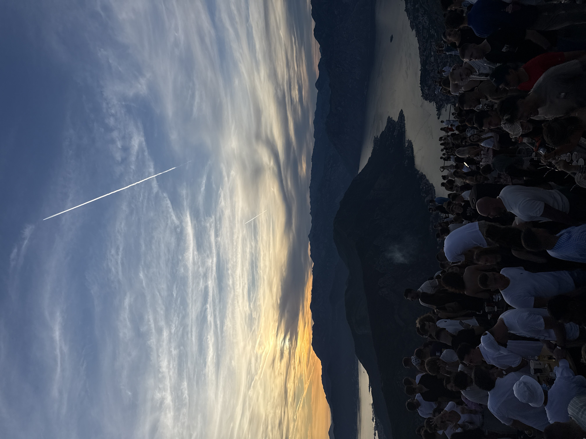 Sunset gathering overlooking Bay of Kotor, Tivat Montenegro